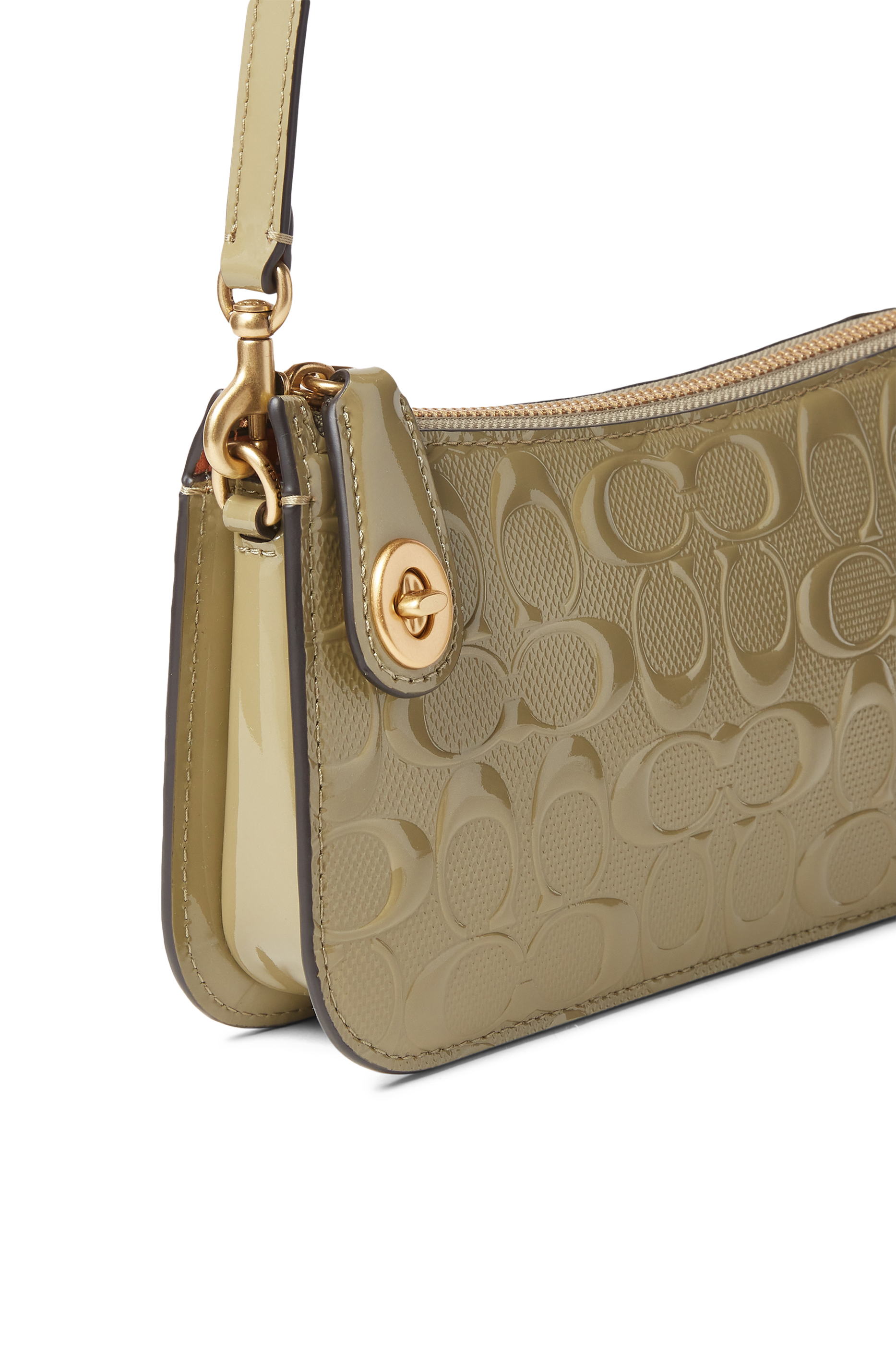 حقيبة كتف بين جلد بنقشة شعار الماركة