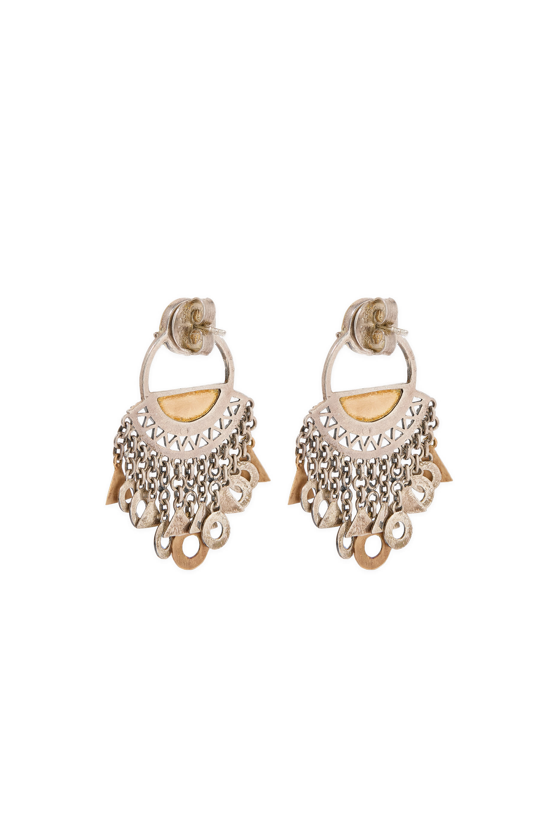 Turrah Brown Zircon Fallahy Single Chandelier Single Earring, 18k Yellow Gold & Sterling Silver