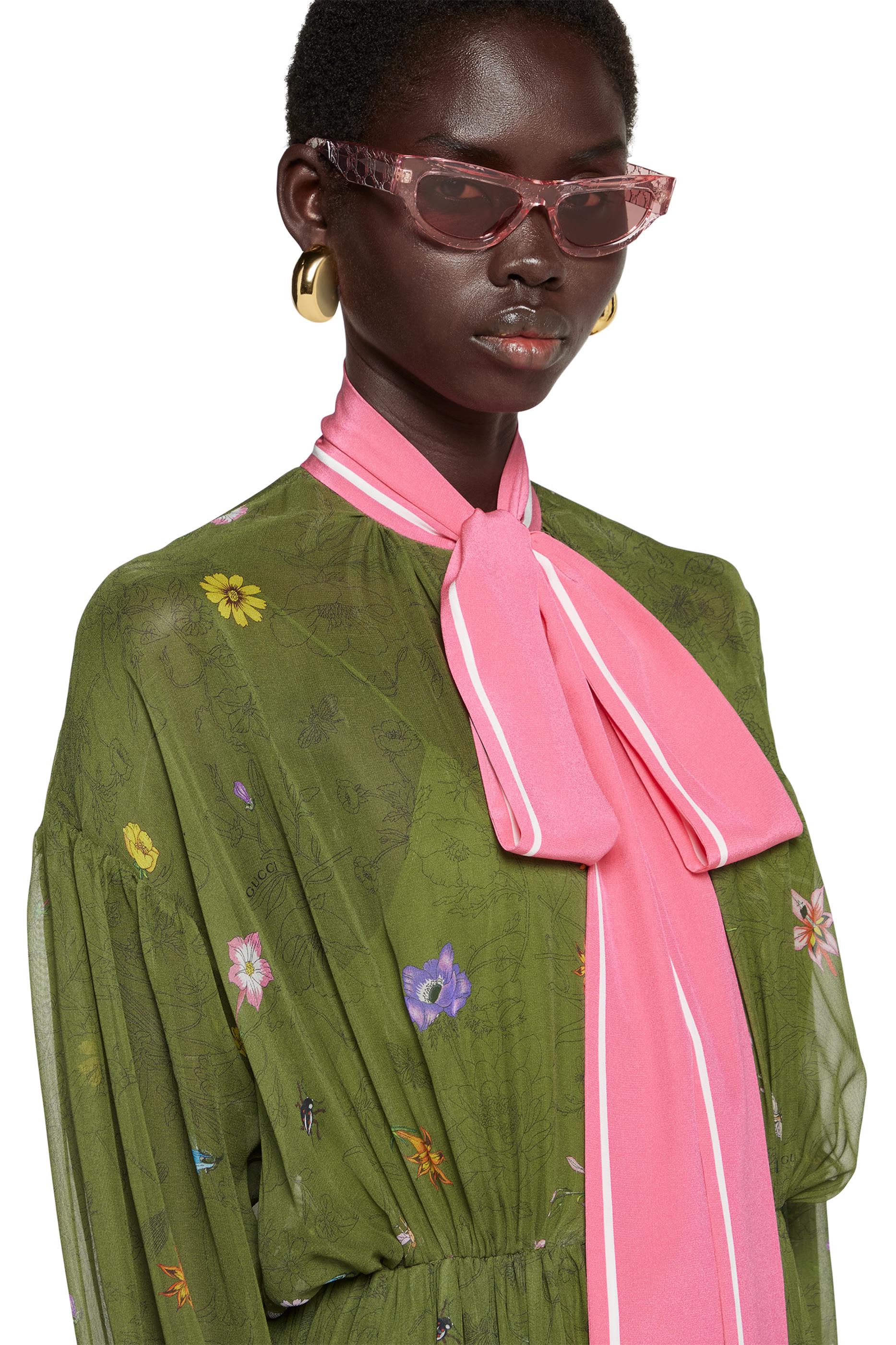 Floral Print Silk Pleated Maxi Dress