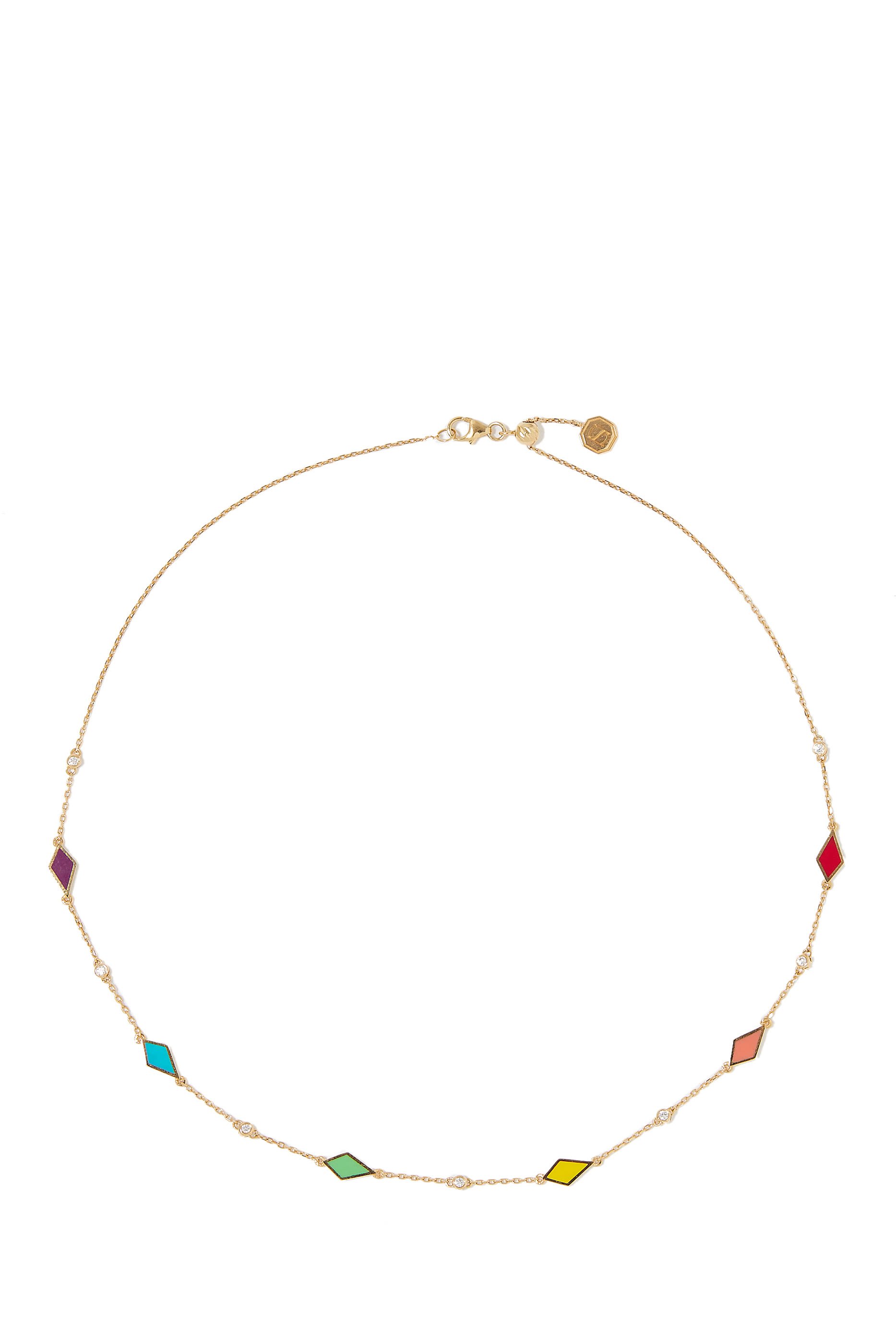 قلادة رقبة موزاييك مرصعة بالماس ذهب أصفر عيار 18