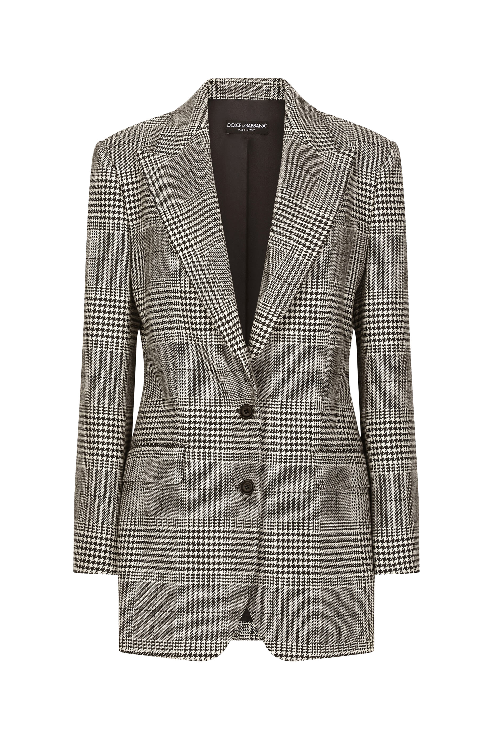 جاكيت بنقشة مربعات جلين وصف أزرار للإغلاق