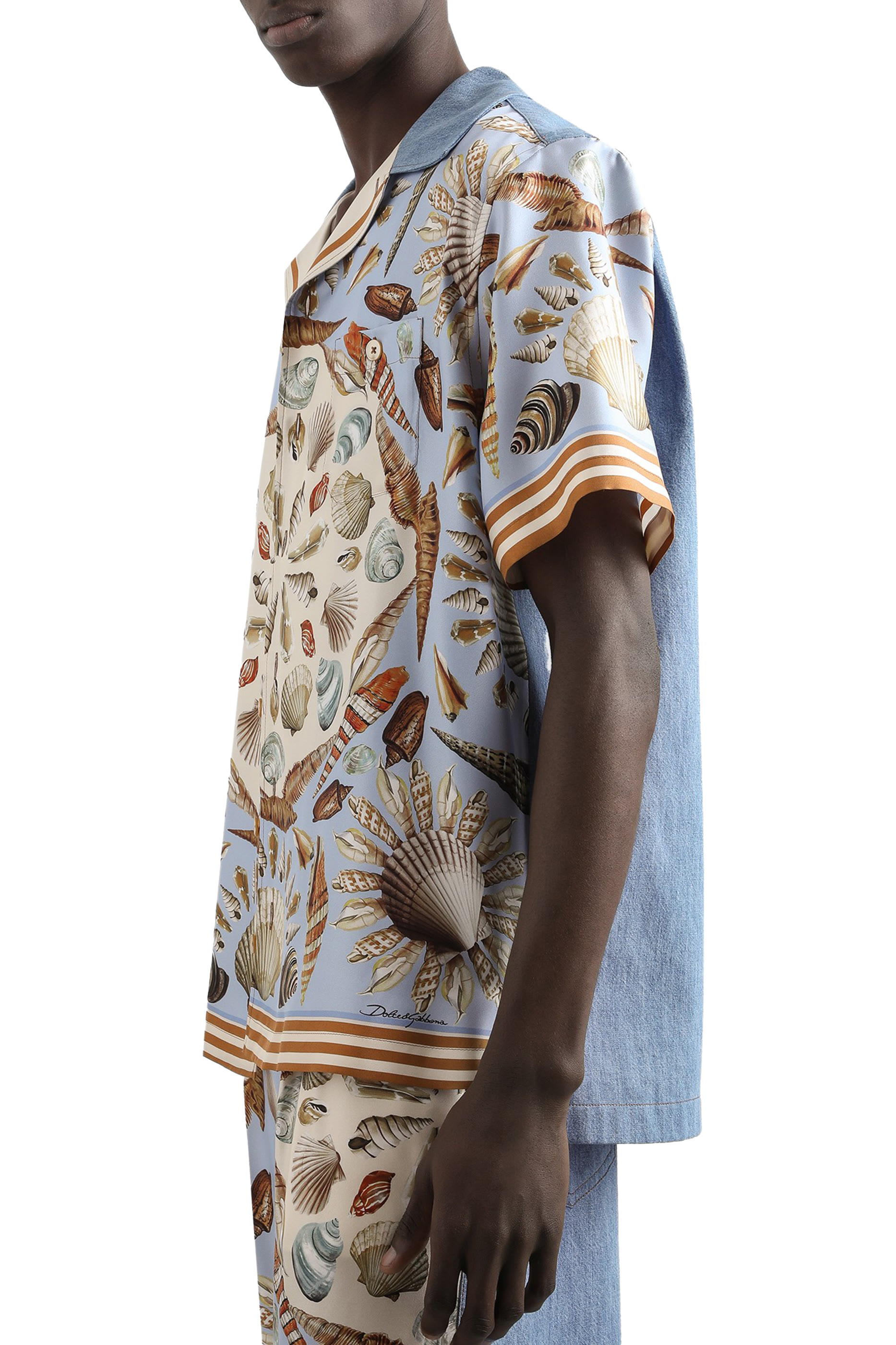 قميص دنيم حرير وقطن