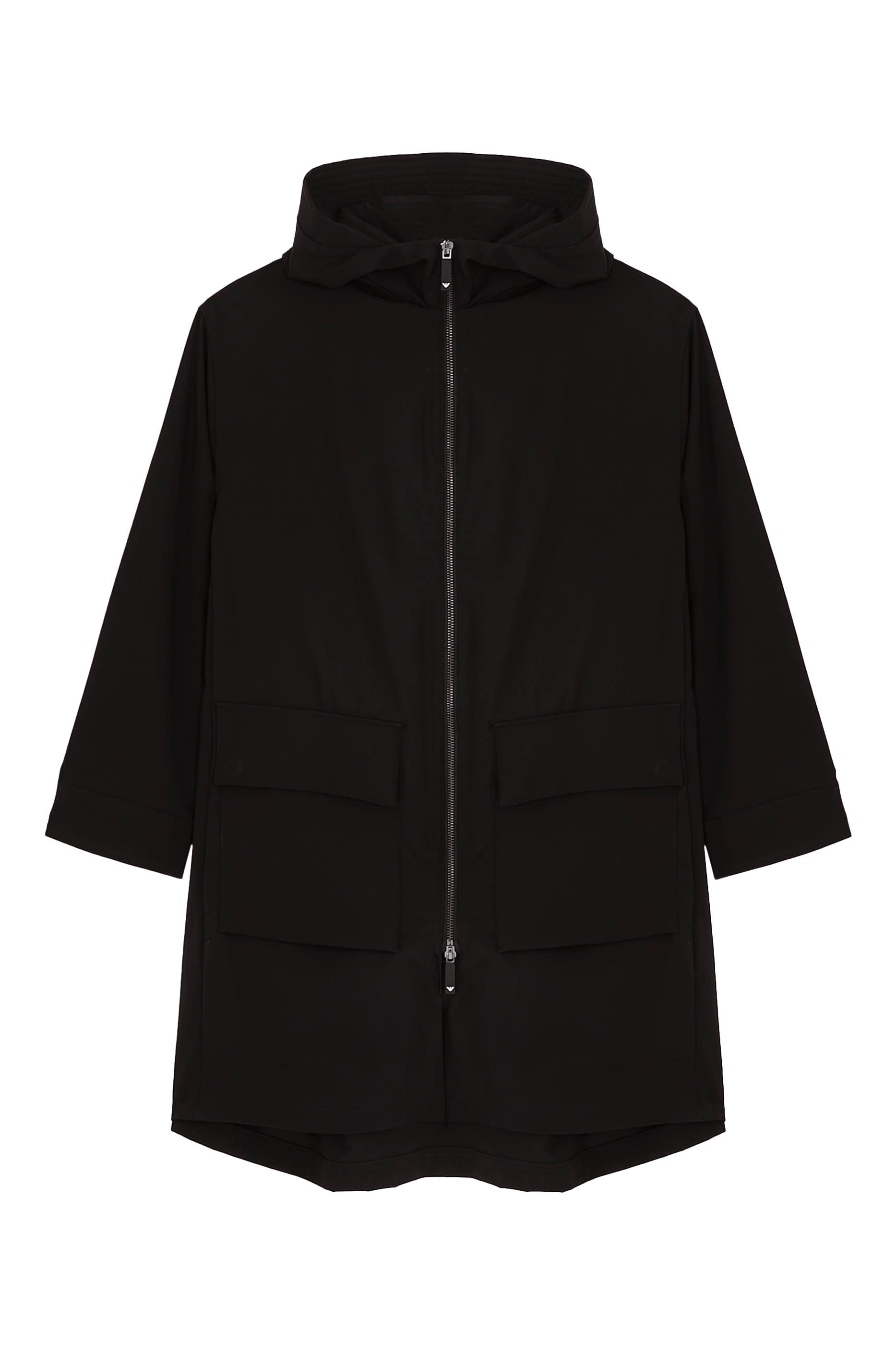 جاكيت طويل بسحاب وغطاء للرأس