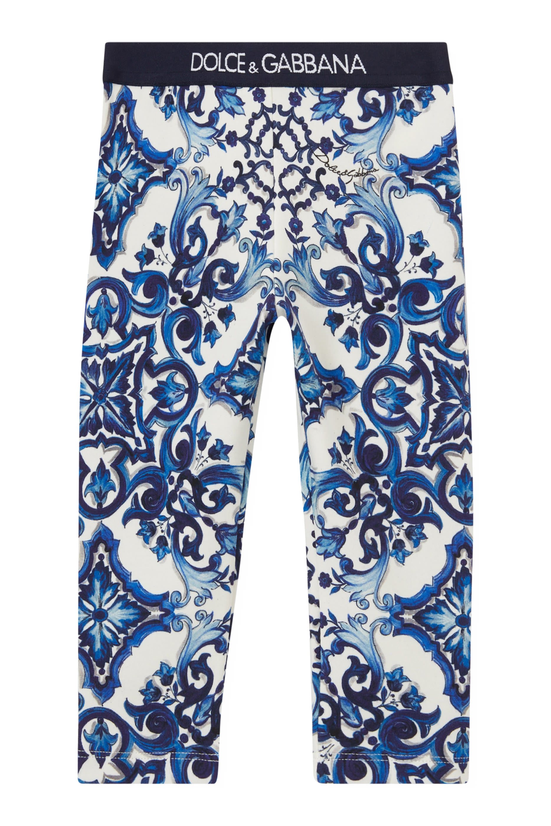 لغينغز للأطفال بطبعة ماجوليكا مزيج قطن بنسيج متشابك