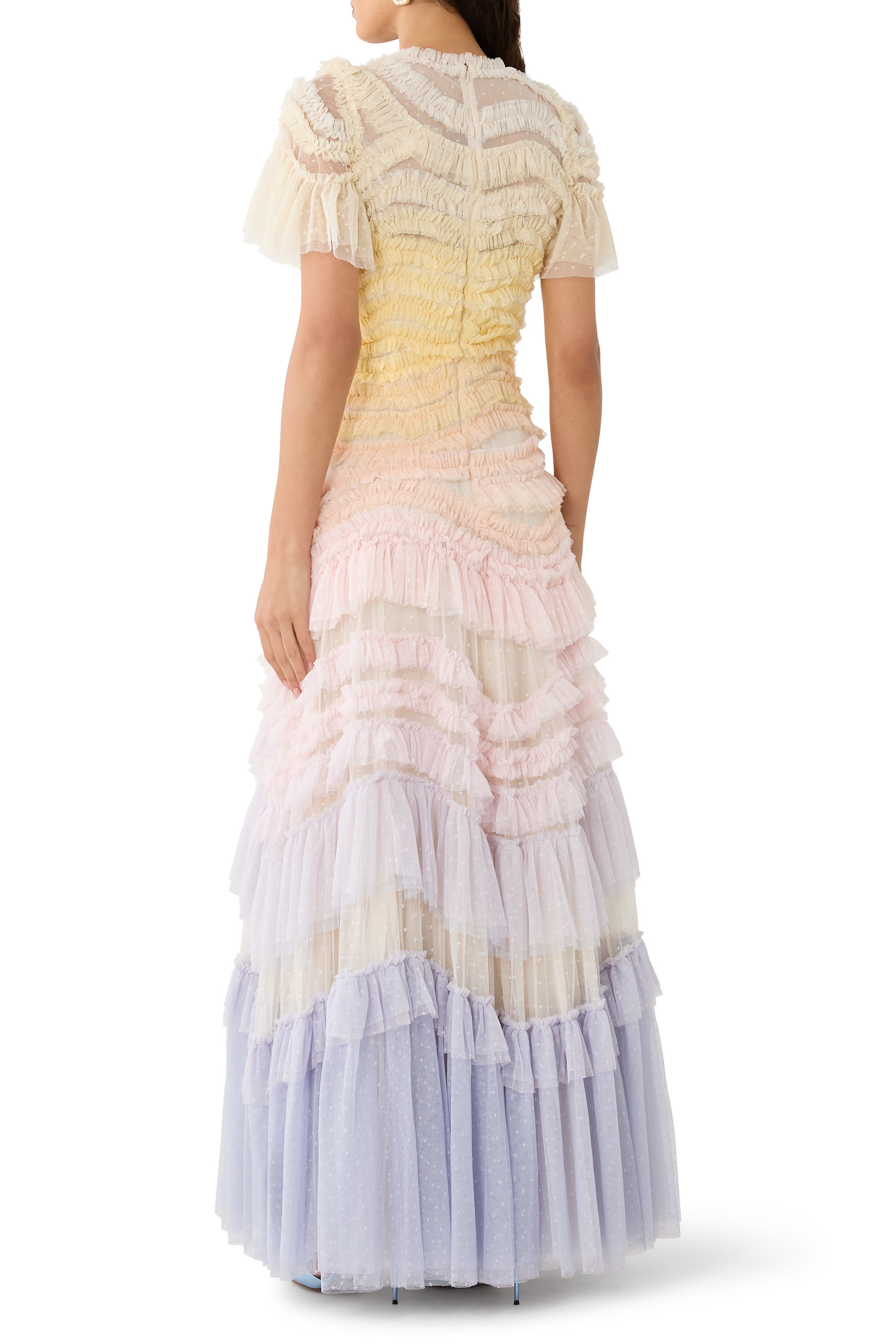 فستان سهرة وايلد روز بلون متدرج وأكمام قصيرة