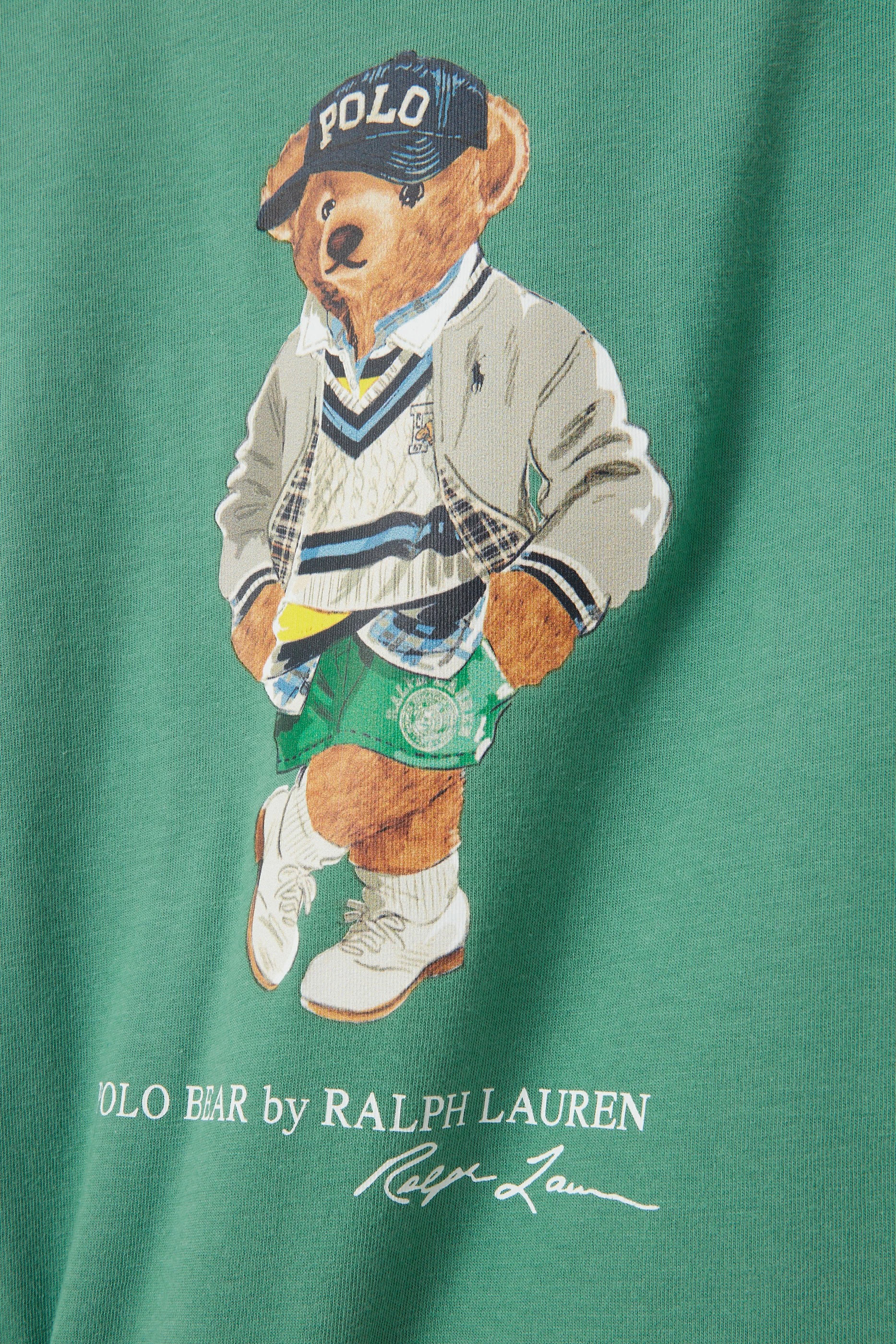 تيشيرت بنقشة الدب بولو قطن جرسيه للأطفال