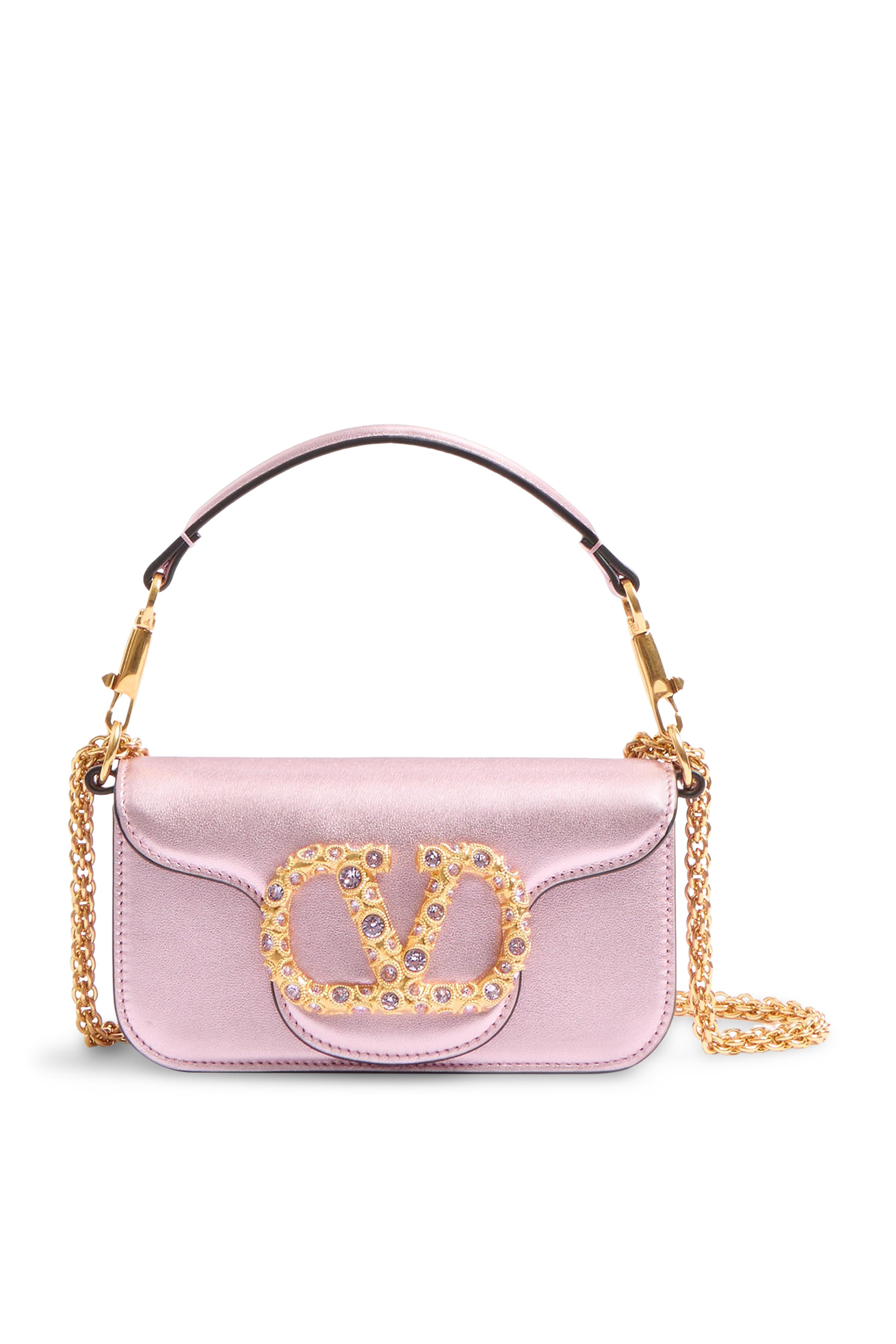 حقيبة كتف لوكو صغيرة بشعار الماركة مزين بالأحجار