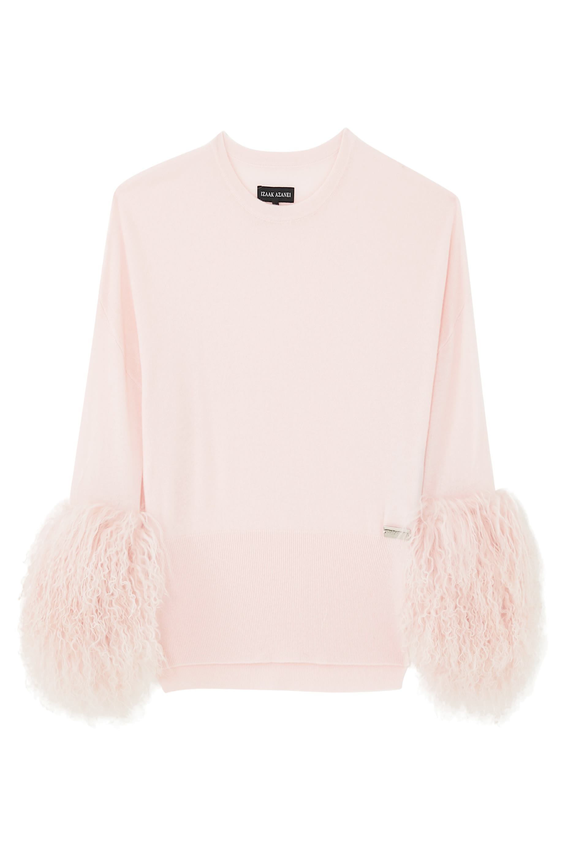 كنزة بياقة مستديرة وأساور فرو