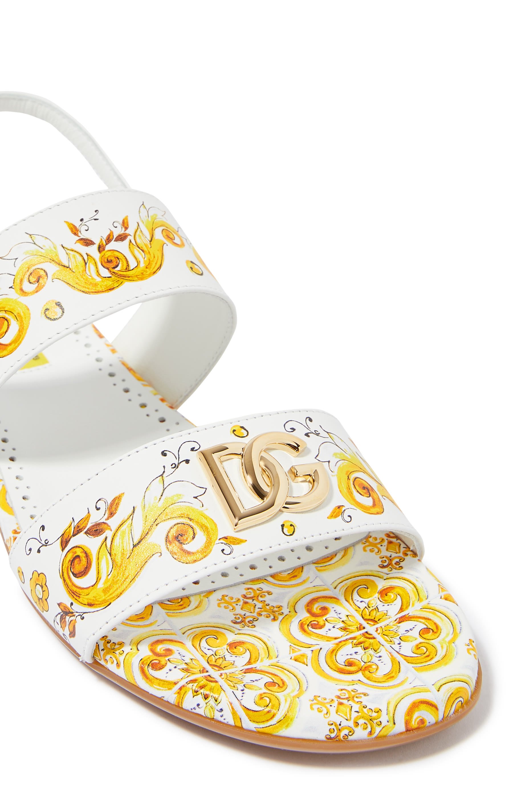 صندل سهل الإرتداء بكعب مسطح وطبعة للأطفال