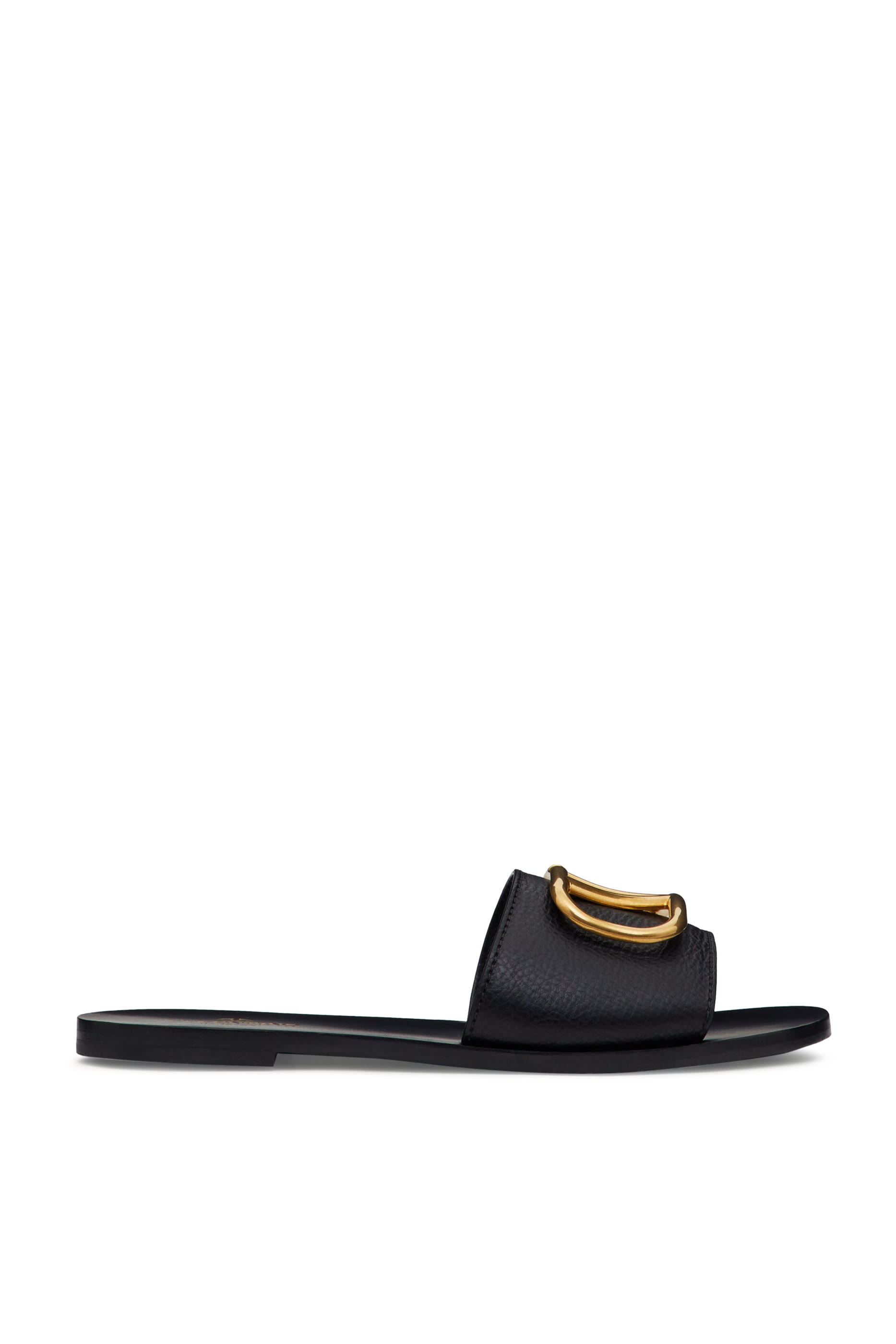 حذاء مفتوح جلد بشعار حرف V