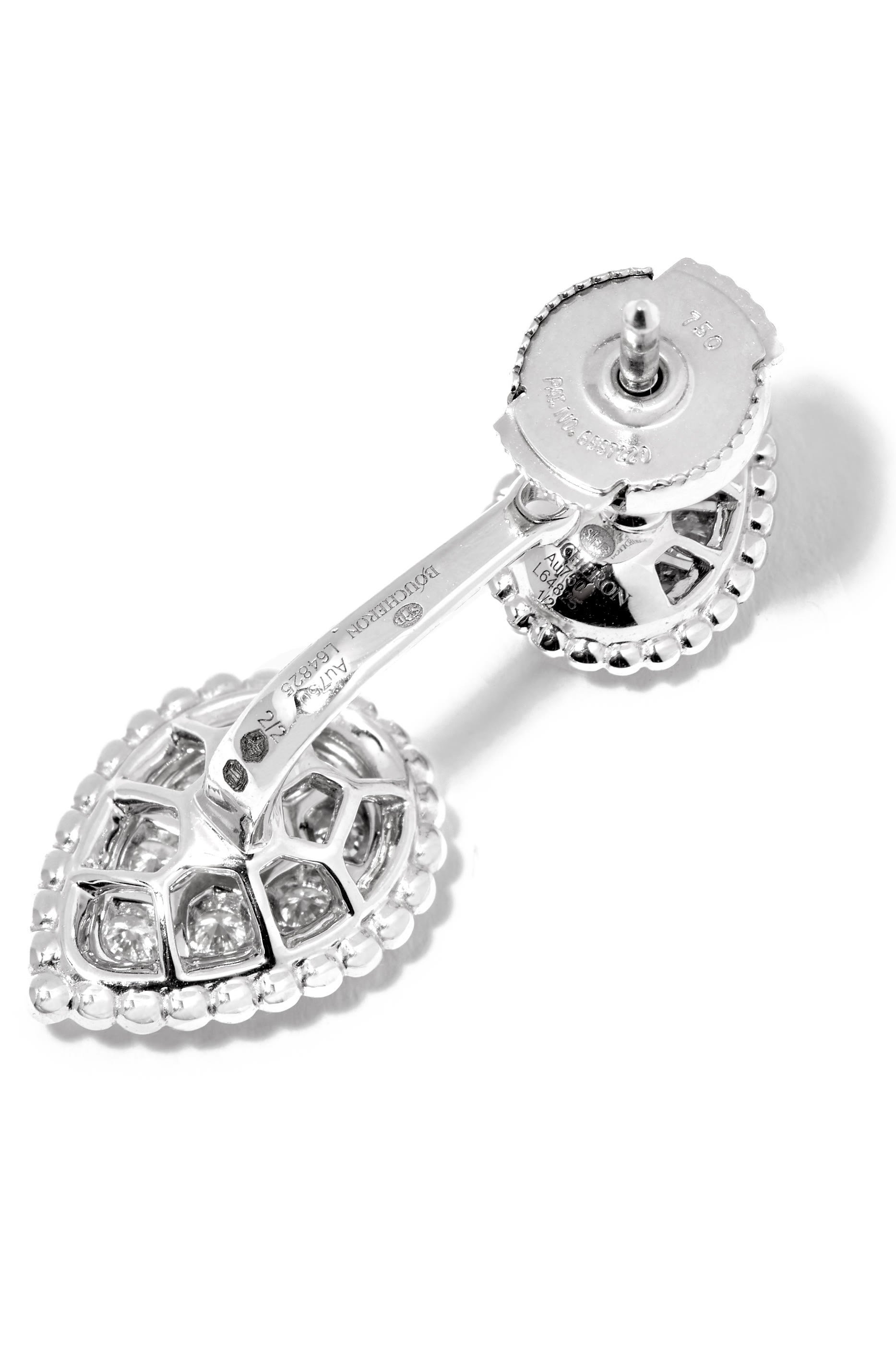 قرط سيربنت بوهيم مفرد بحلية مزدوجة مرصع بماس، ذهب أبيض عيار 18