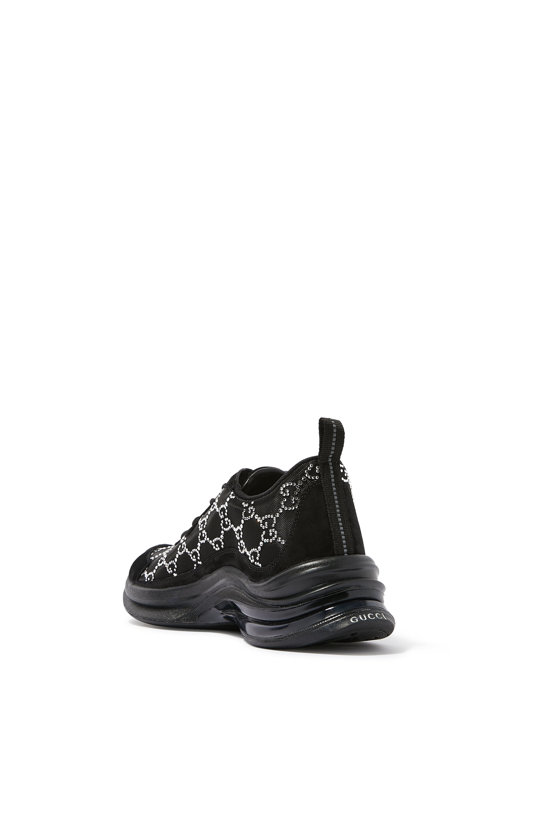 سنيكرز ران قماش شبكي بنقشة حرفي شعار الماركة وكريستال