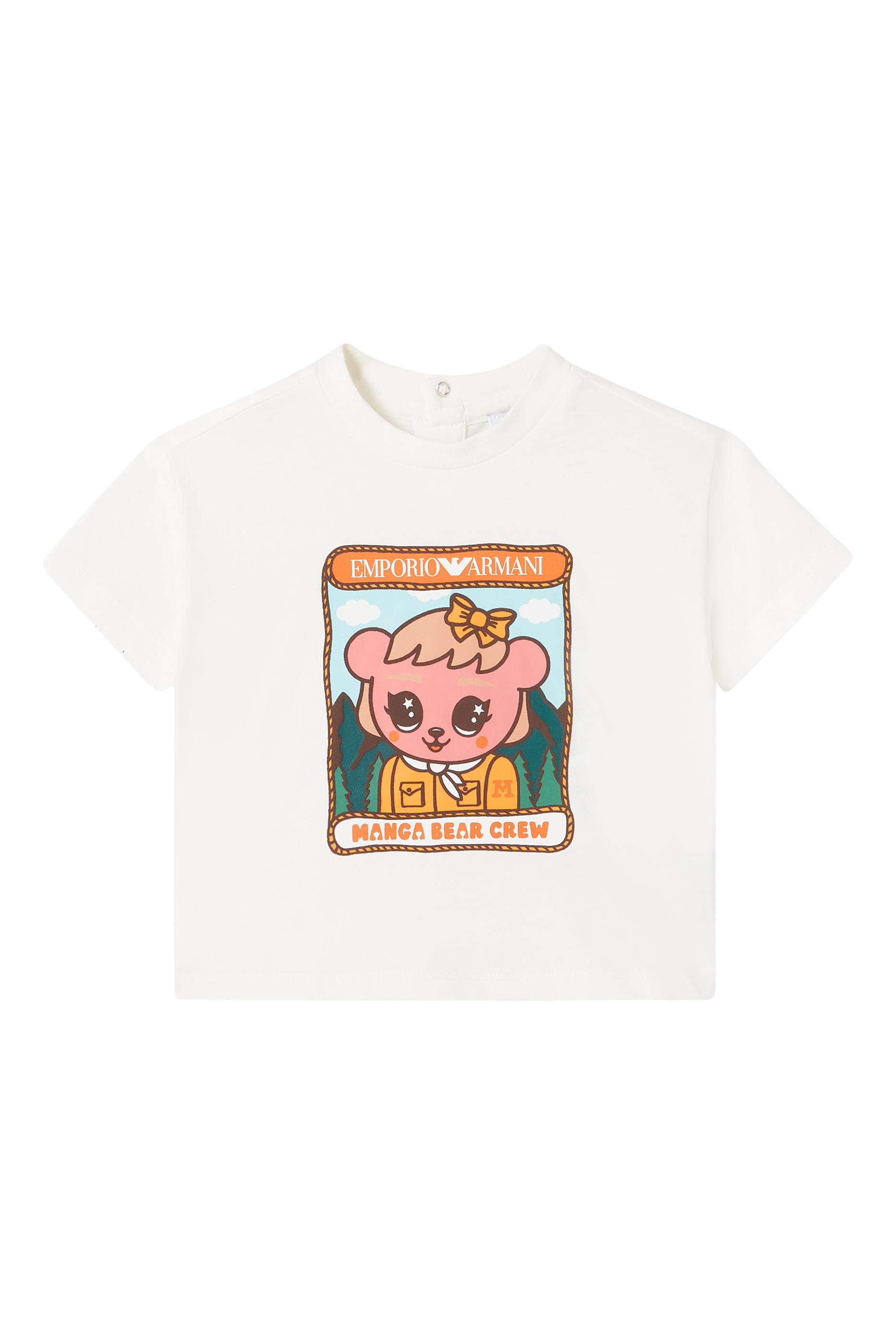 تيشيرت ايه اس في جيرسيه بياقة ضيقة ونقشة دب مانغا للأطفال