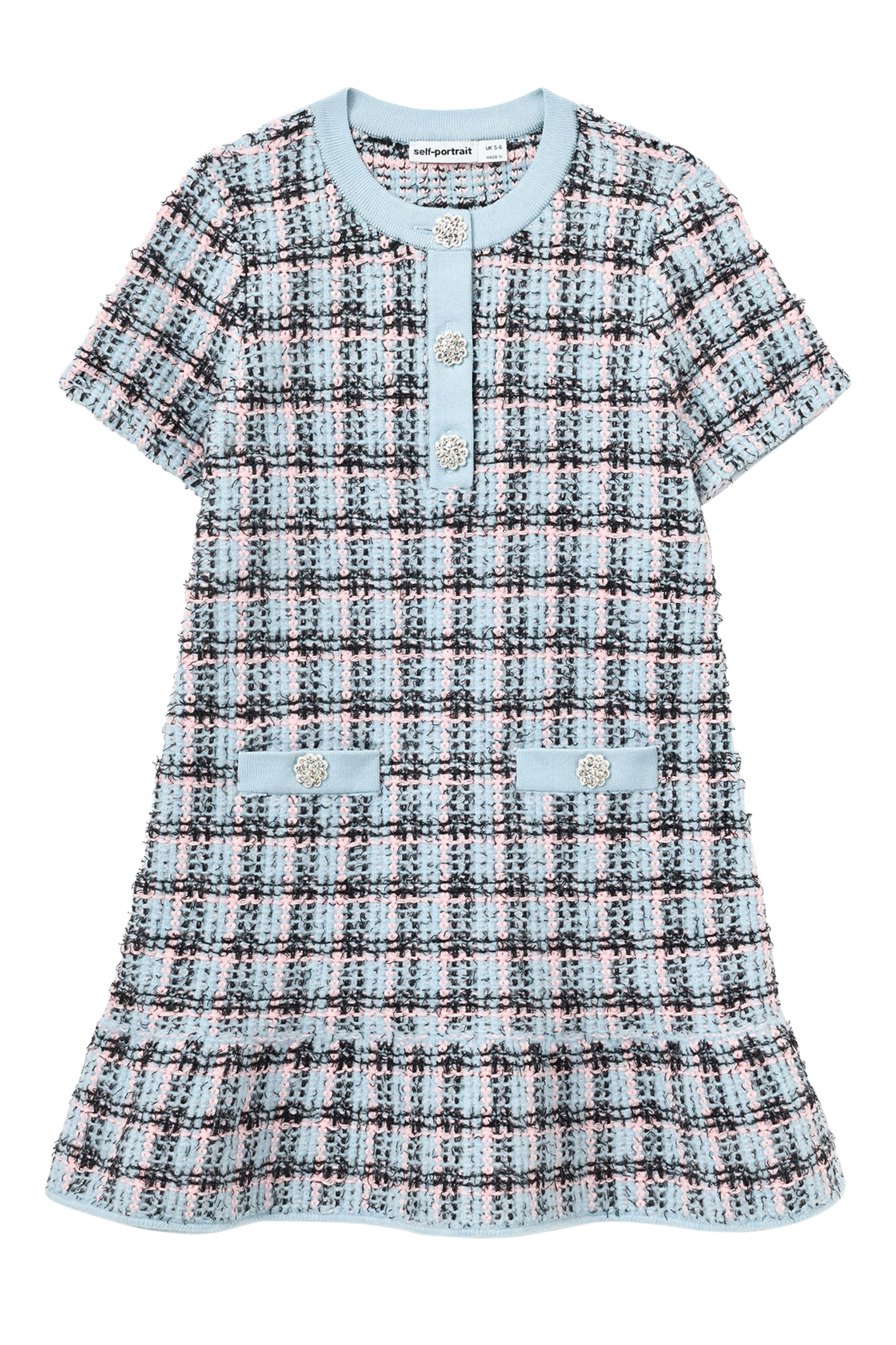 فستان منسوج مخطط بارز الملمس للأطفال