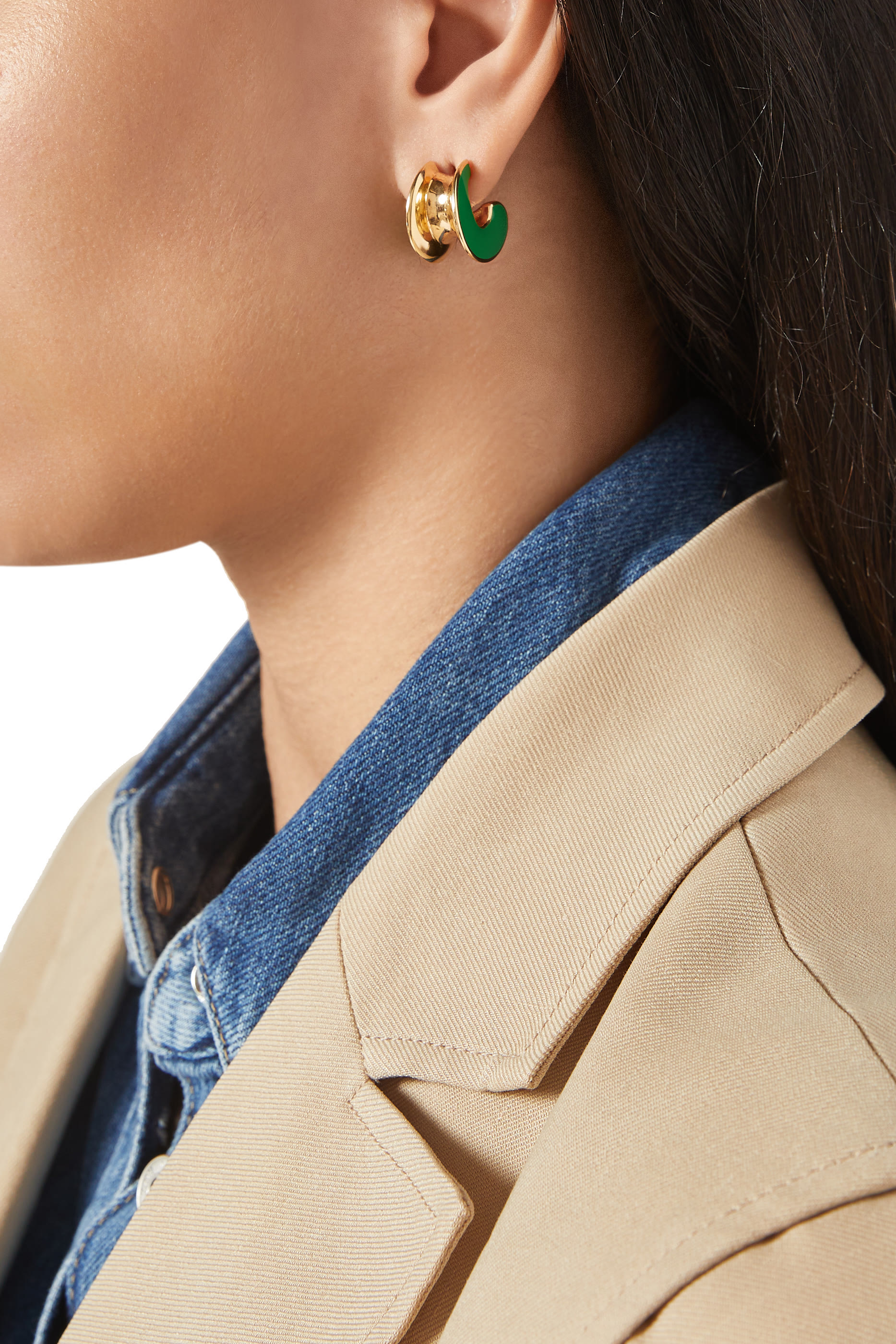 أقراط اتش بيم صغيرة، فضة إسترلينية ومينا