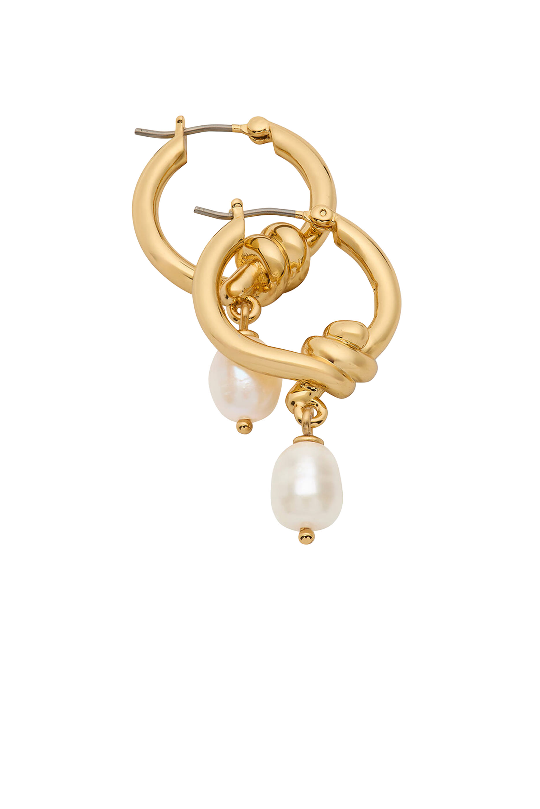 أقراط روبس اند نوتس متدلية مزينة بأحجار بافيه ولؤلؤ مياه عذبة، معدن مطلي