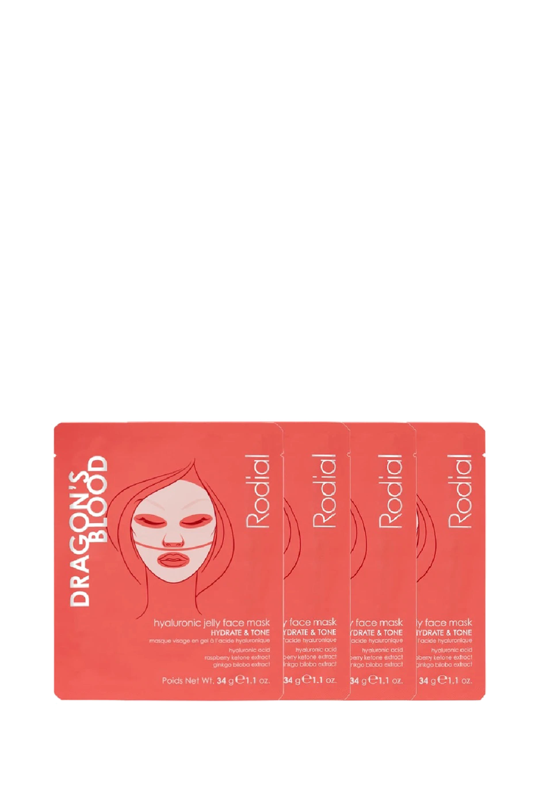 أقنعة وجه بالهيالورونيك ودم التنين، 4 قطع