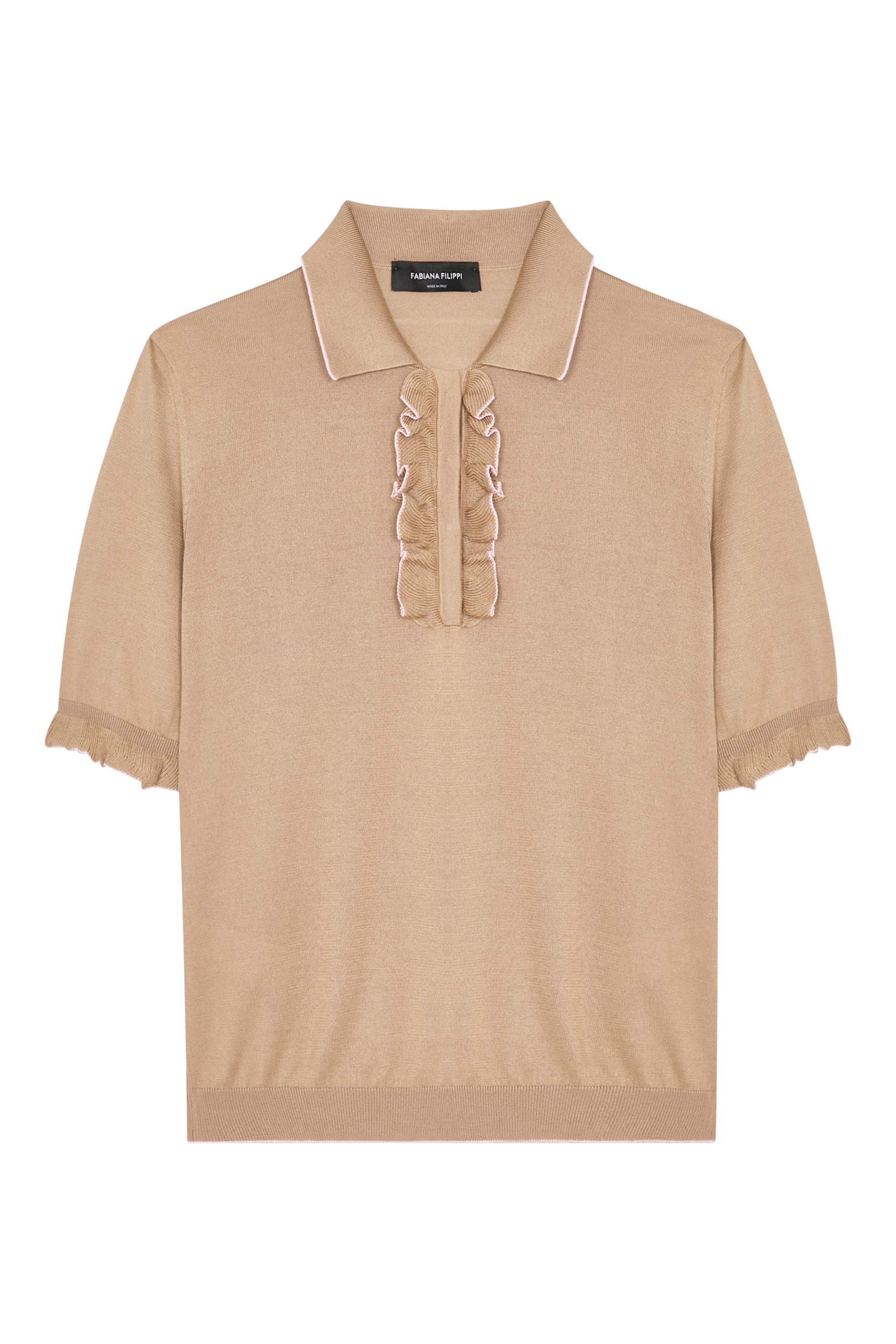 بلوزة بولو منسوجة مزينة بكشكش