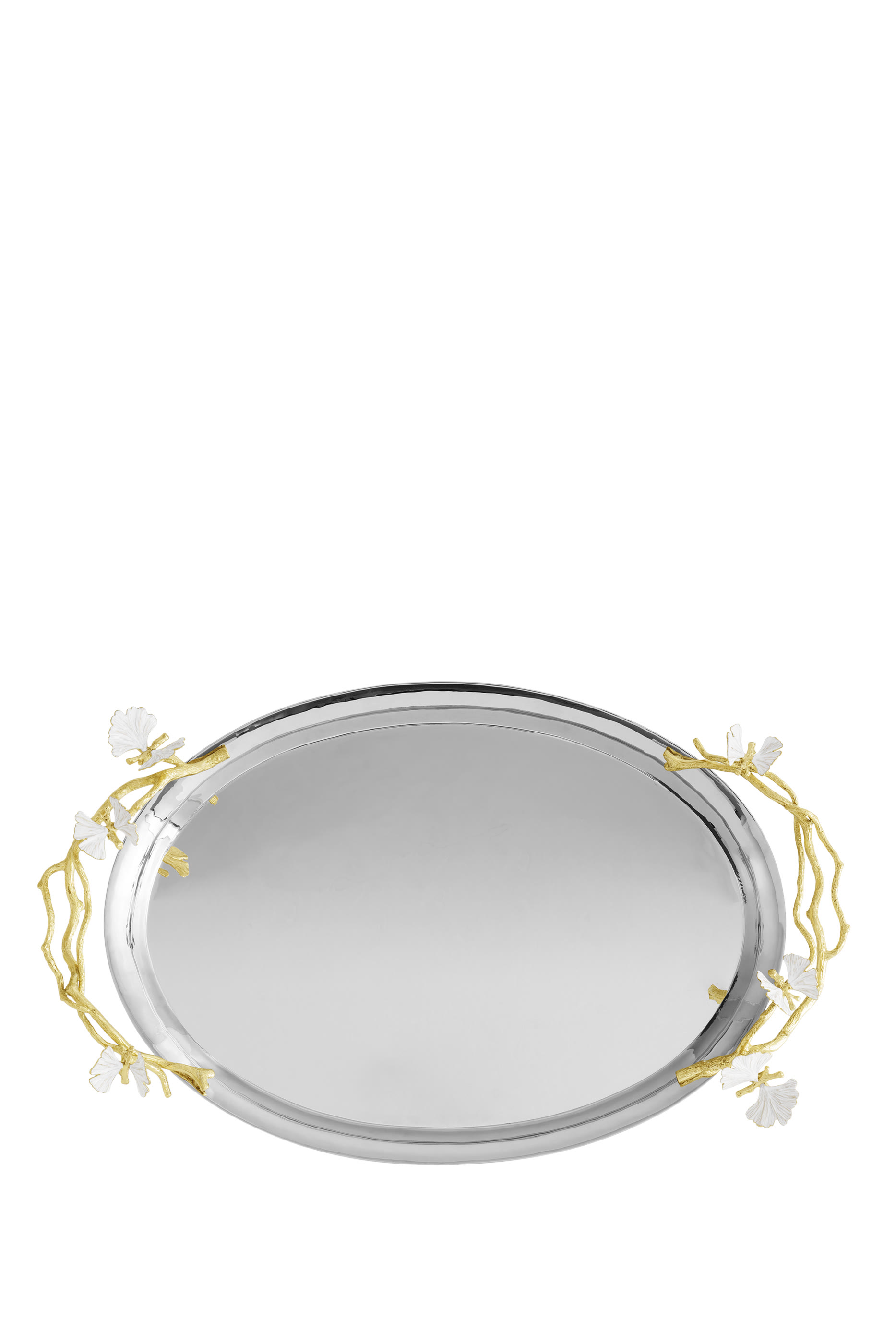 صينية بفراشات وجنكة بلون ذهبي