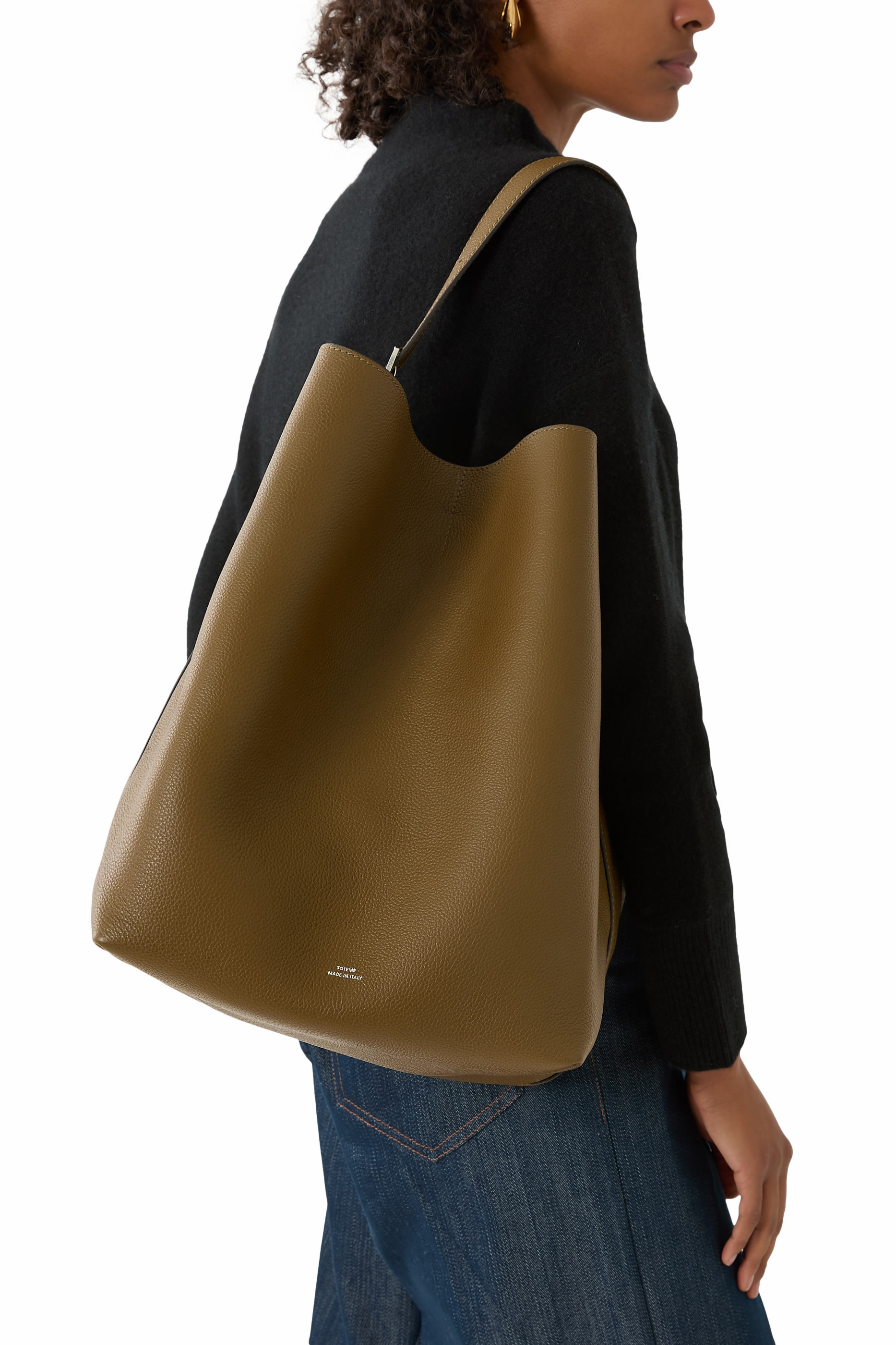  حقيبة يد بحزام جلد بارز الملمس