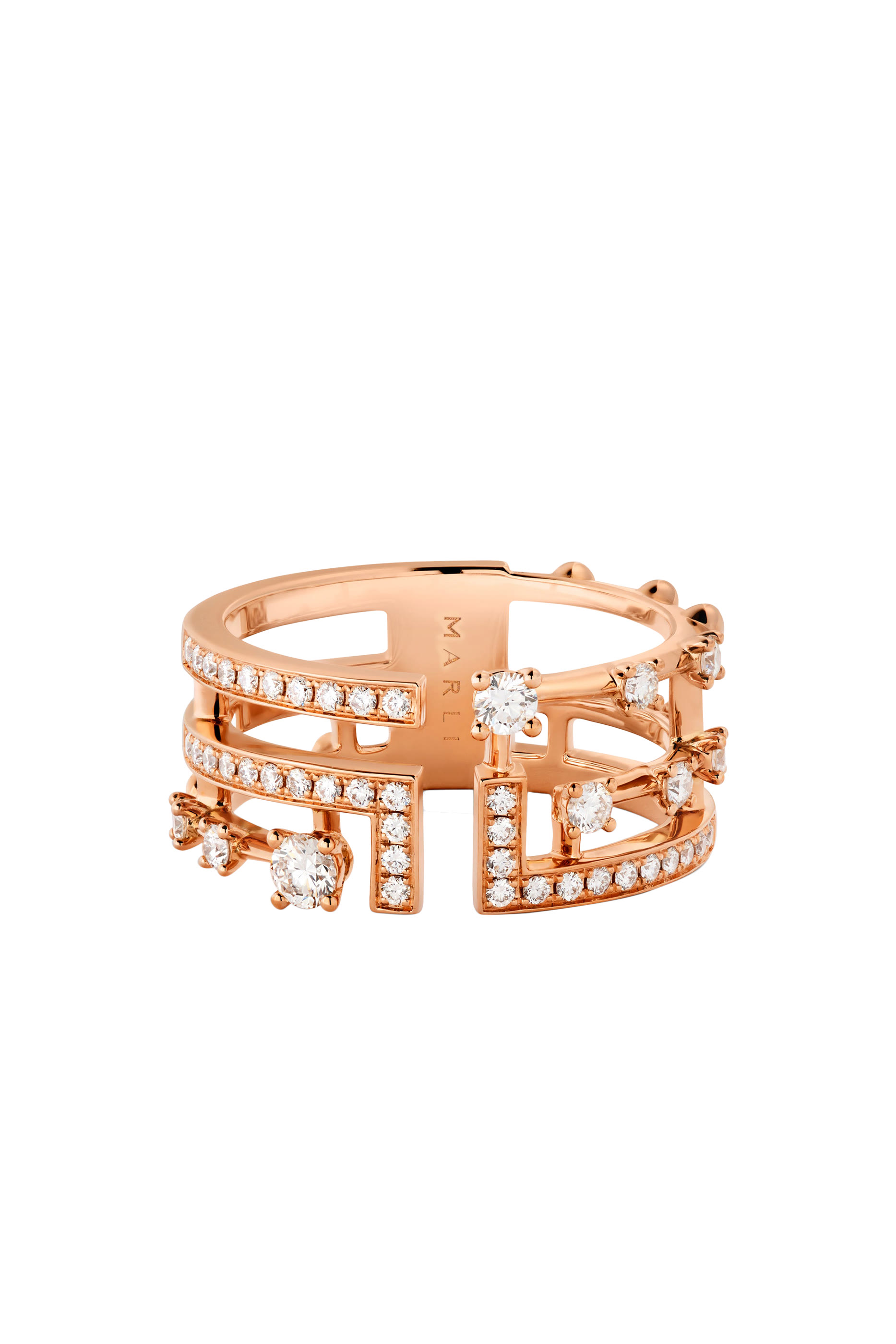 خاتم أفينوس مرصع بماس، ذهب وردي عيار 18