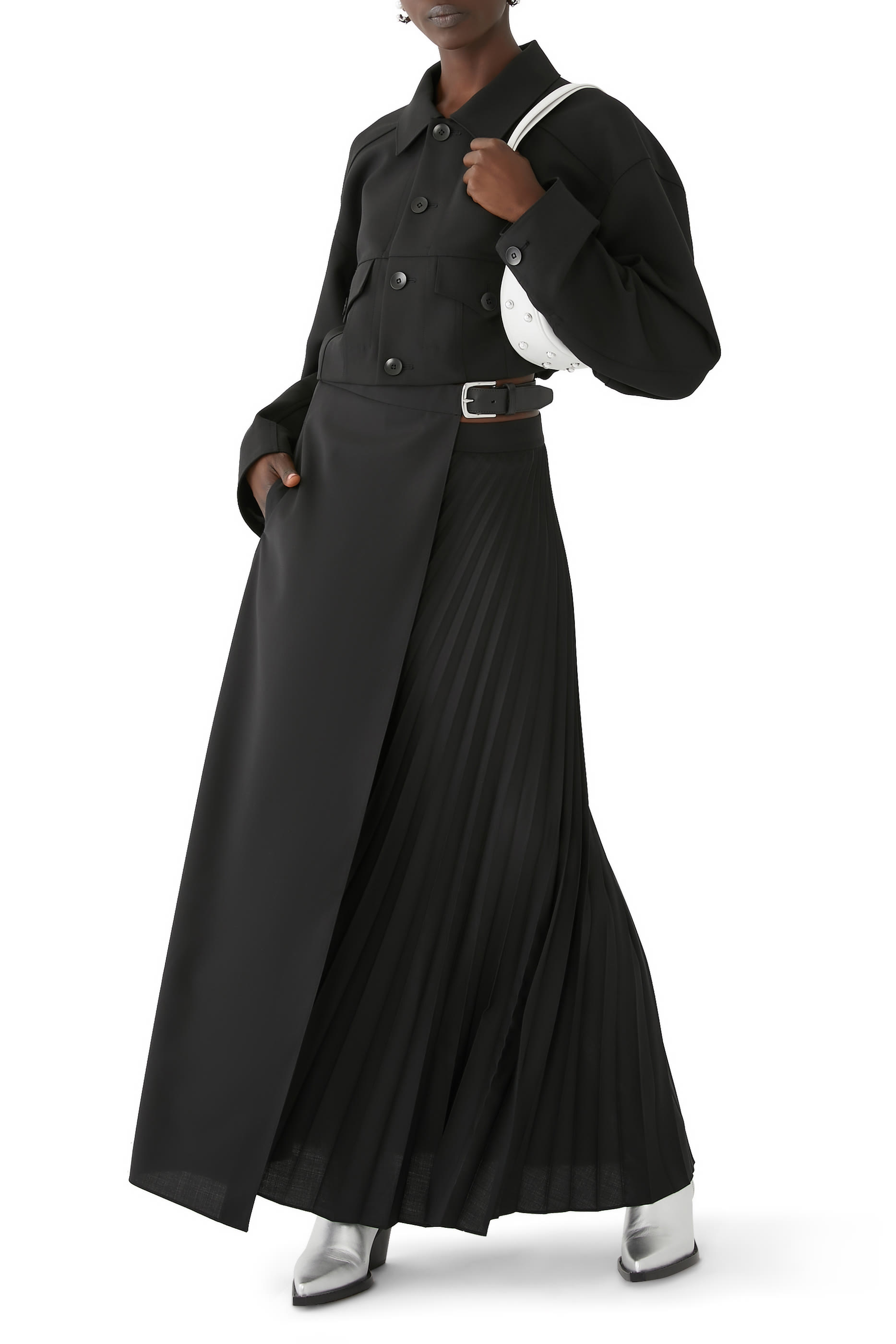 جاكيت جين قصير نسيج عادي بوجهين