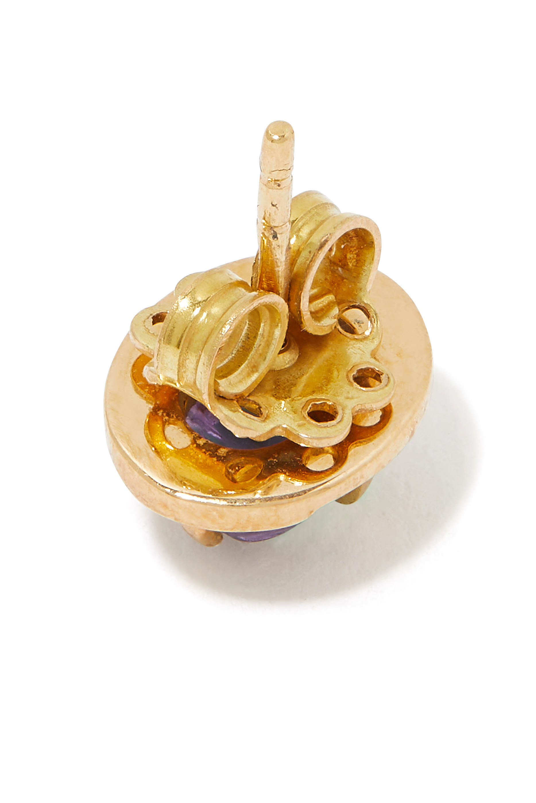 قرط سكاراب مرصع بالألماس والجمشت ذهب أصفر عيار 18