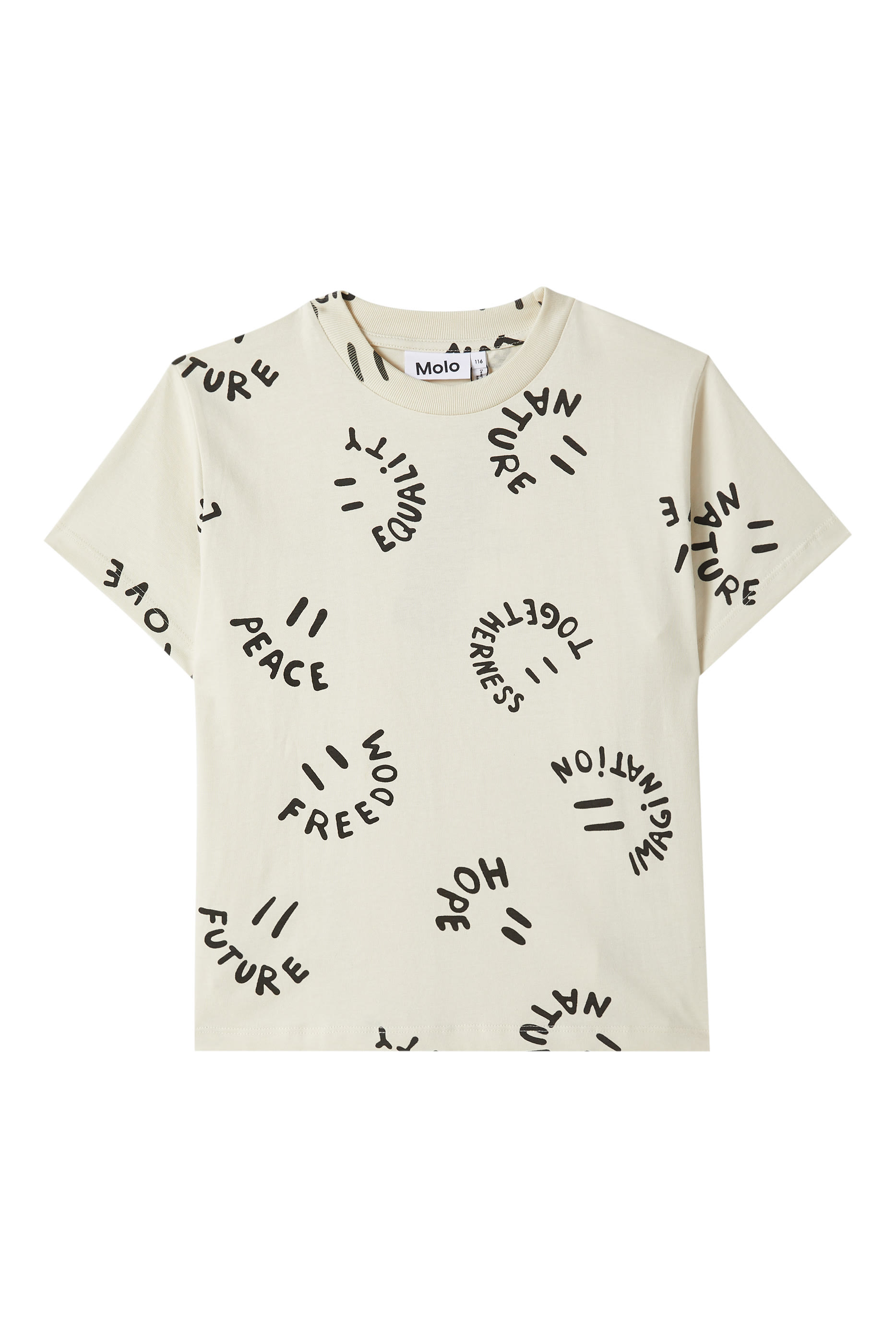 تيشيرت رايلي بطبعة كلمات بتصميم وجه ضاحك للأطفال