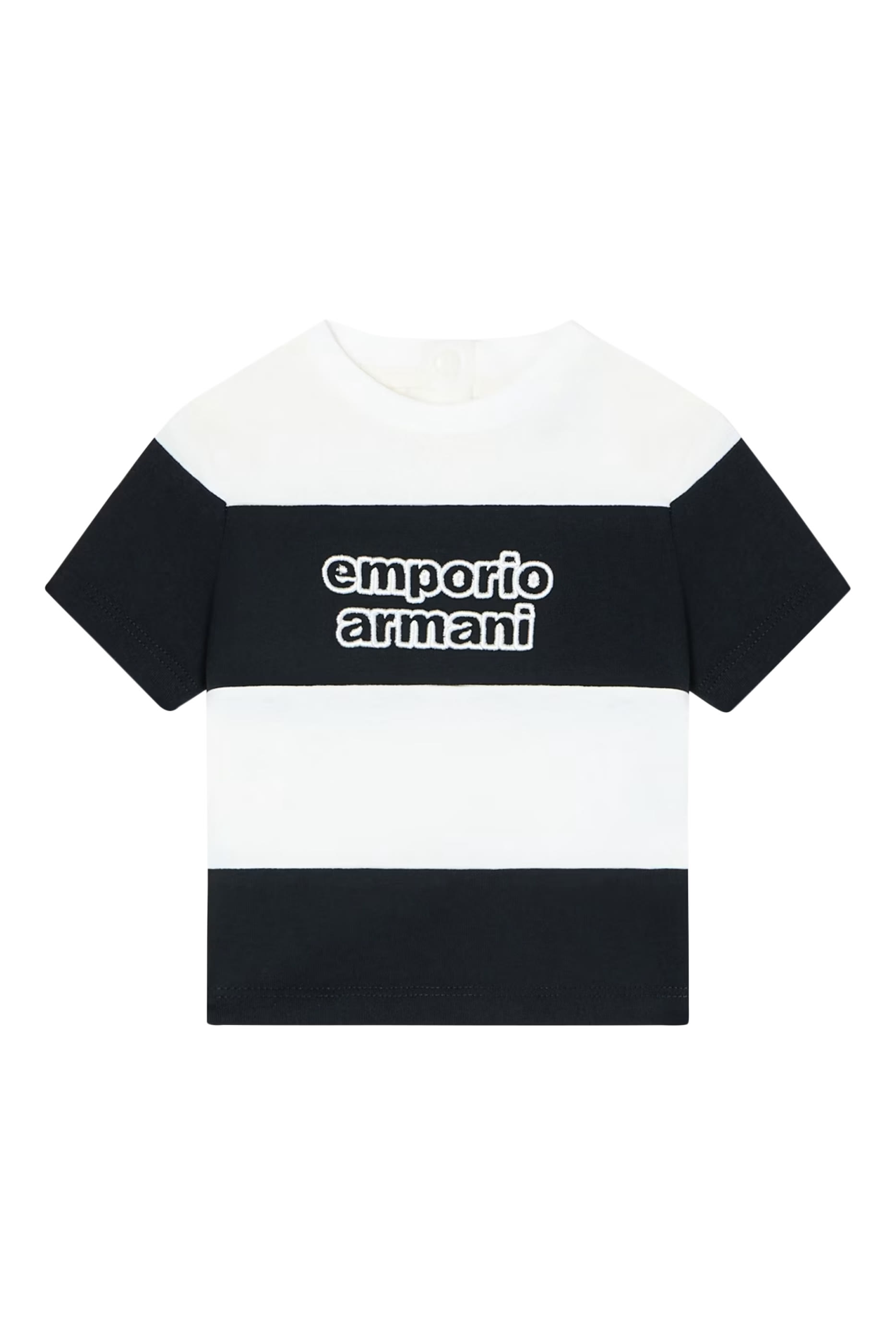 تيشيرت بخطوط عريضة وشعار الماركة بحجم كبير للطفال