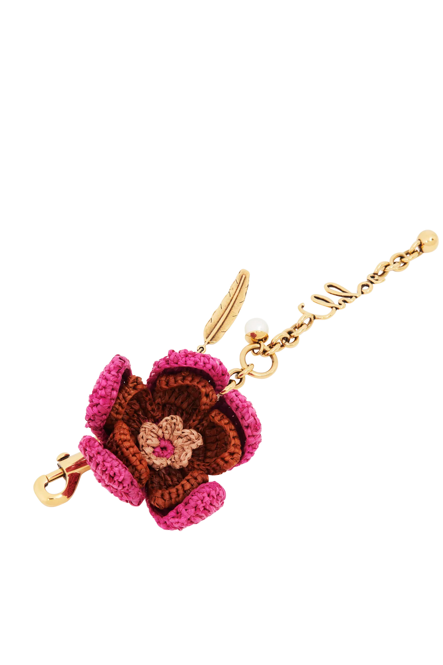 حلية حقيبة بتصميم زهرة خوص ومعدن