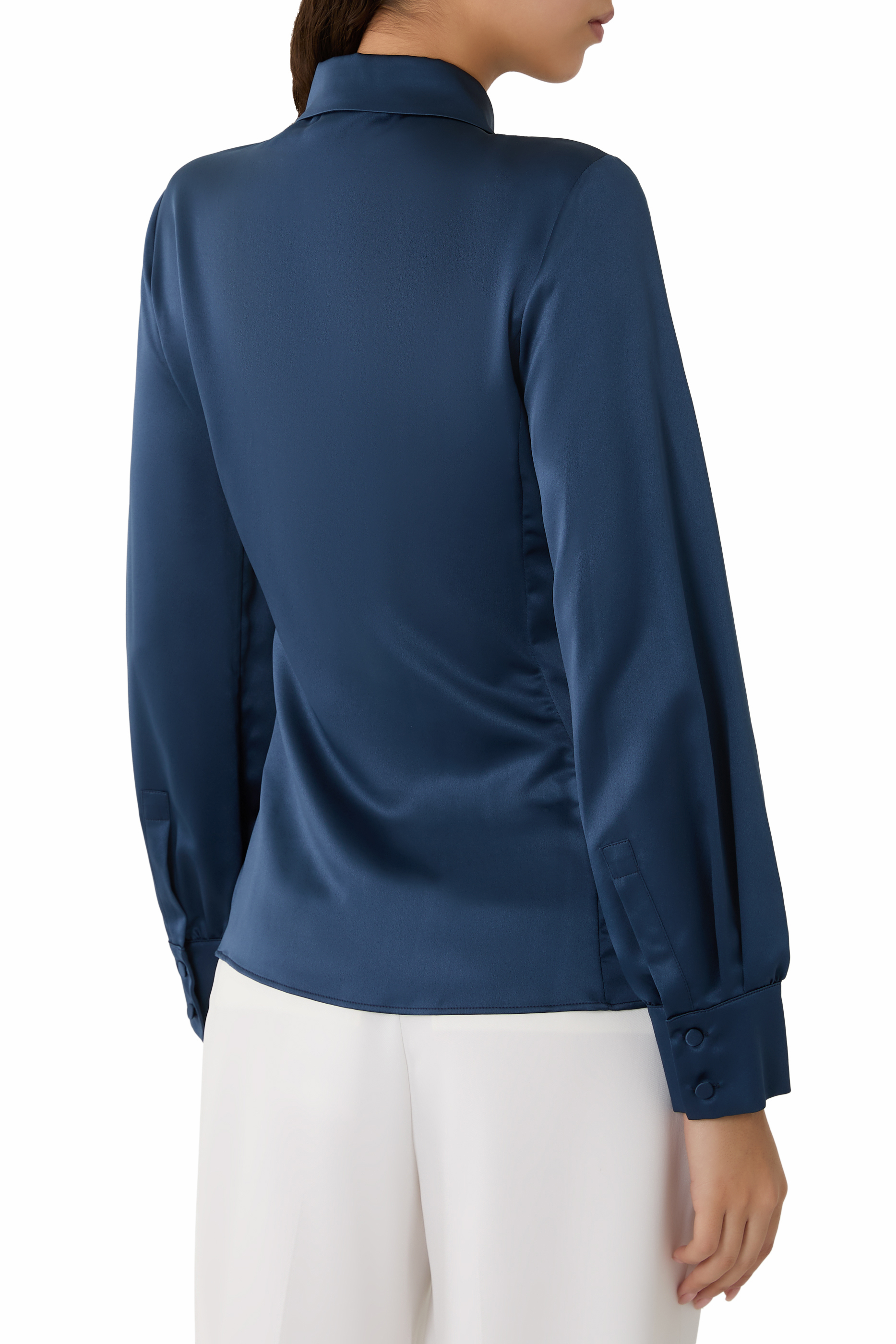  قميص بتصميم ملفوف كريب ساتان