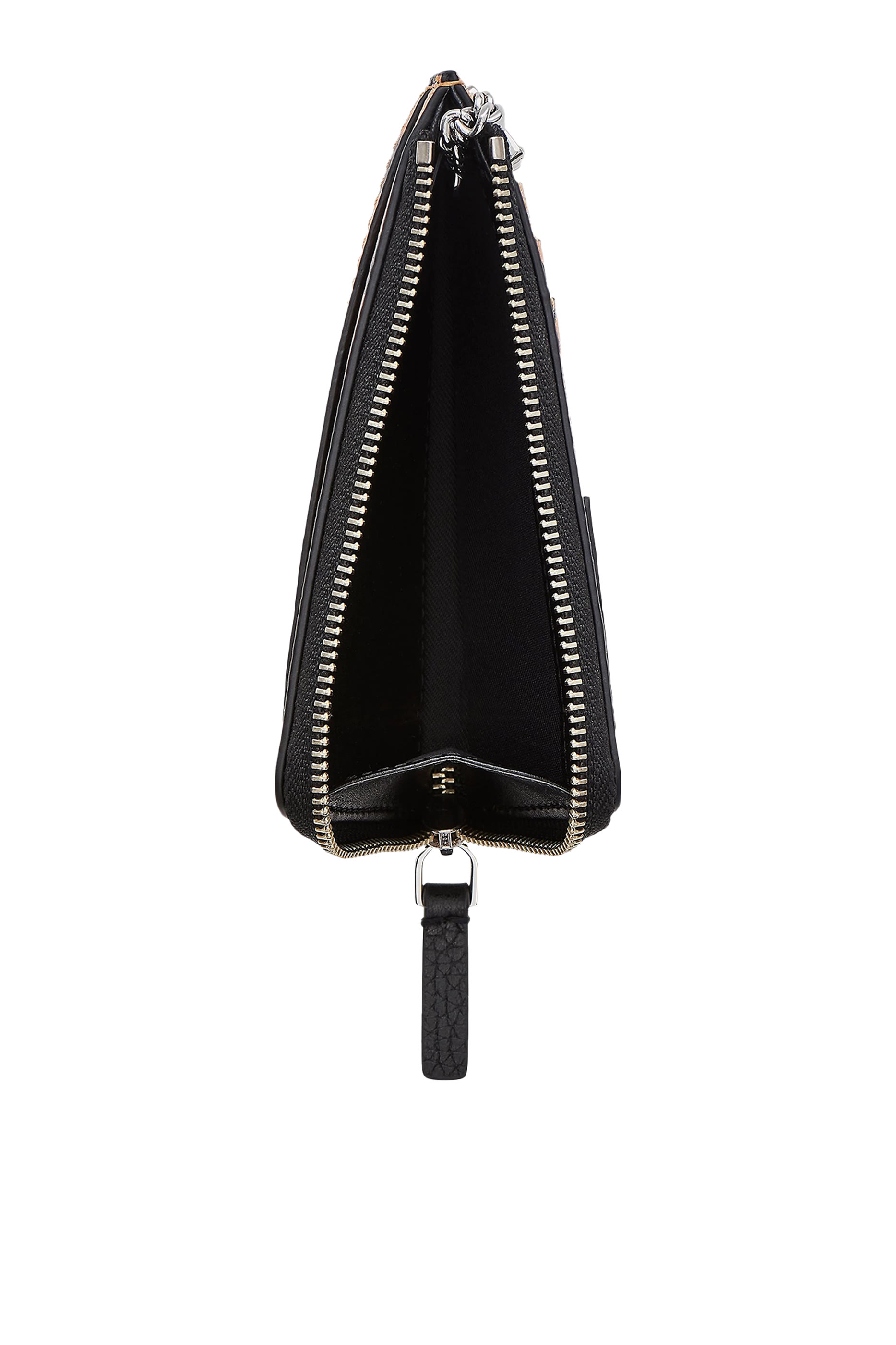 محفظة بسحاب علوي وعدة فتحات بنقشة جلد الفهد