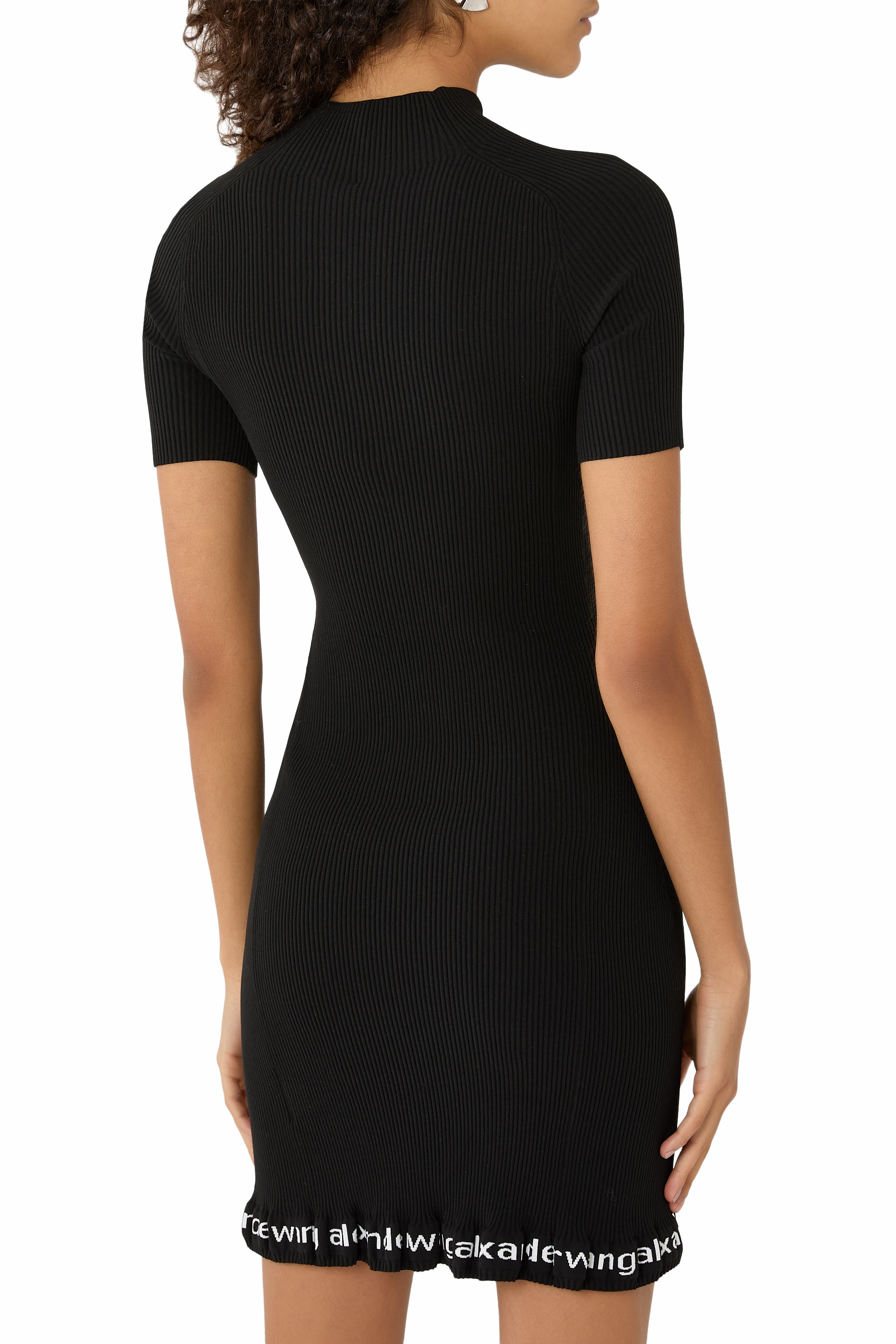 فستان بأكمام قصيرة قماش مضلع