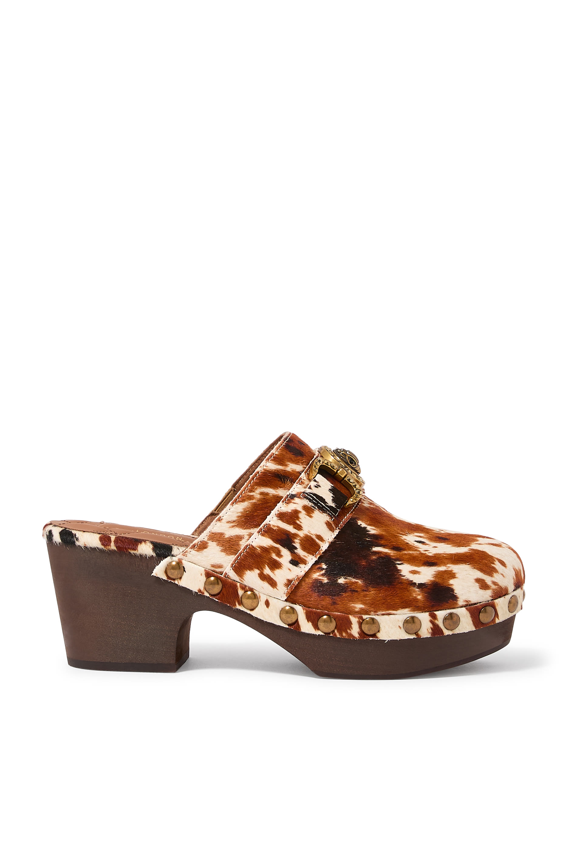 حذاء مانشن مفتوح 65 بنقشة حيوانية جلد عجل