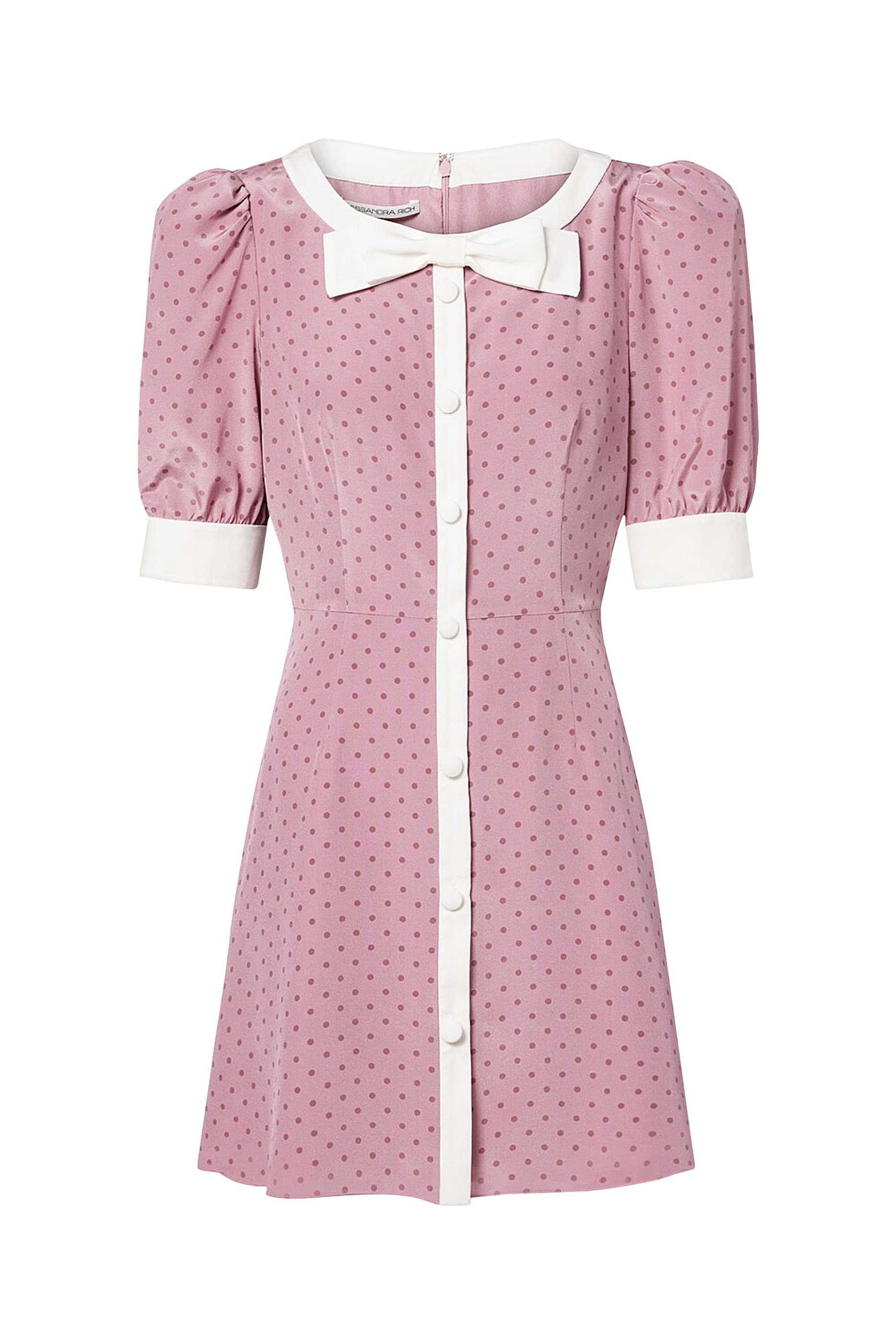 فستان قصير مزين بنقشة نقاط بولكا