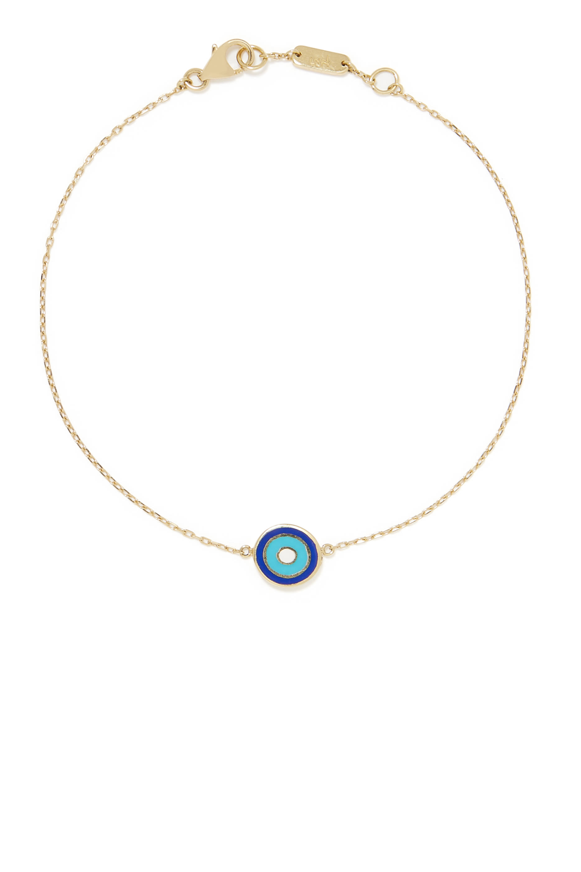 سوار بحلية حرف وعين حسود مطلية بمينا ذهب أصفر عيار 18