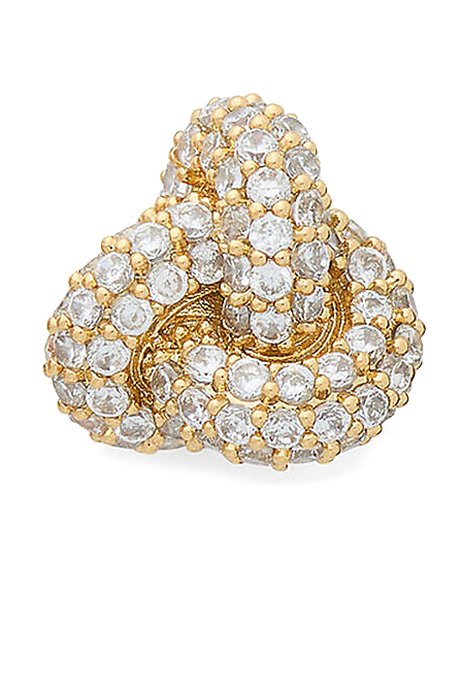 أقراط بتصميم عقدة مزدوجة مرصعة بأحجار زركونيا مكعبة بافيه، معدن مطلي ومشابك تيتانيوم