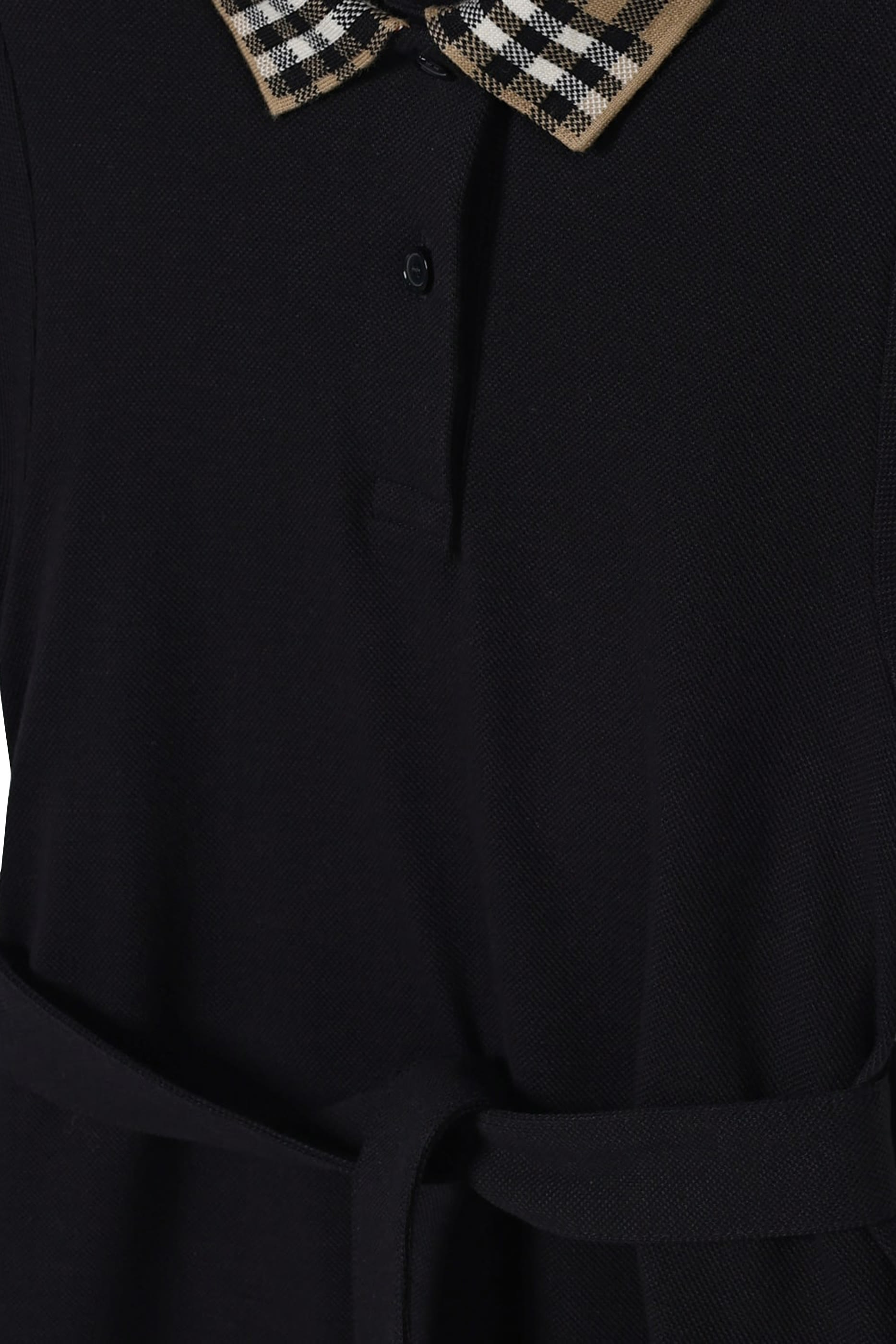 فستان بتصميم قميص بولو بياقة بنقشة مربعات قطن للأطفال