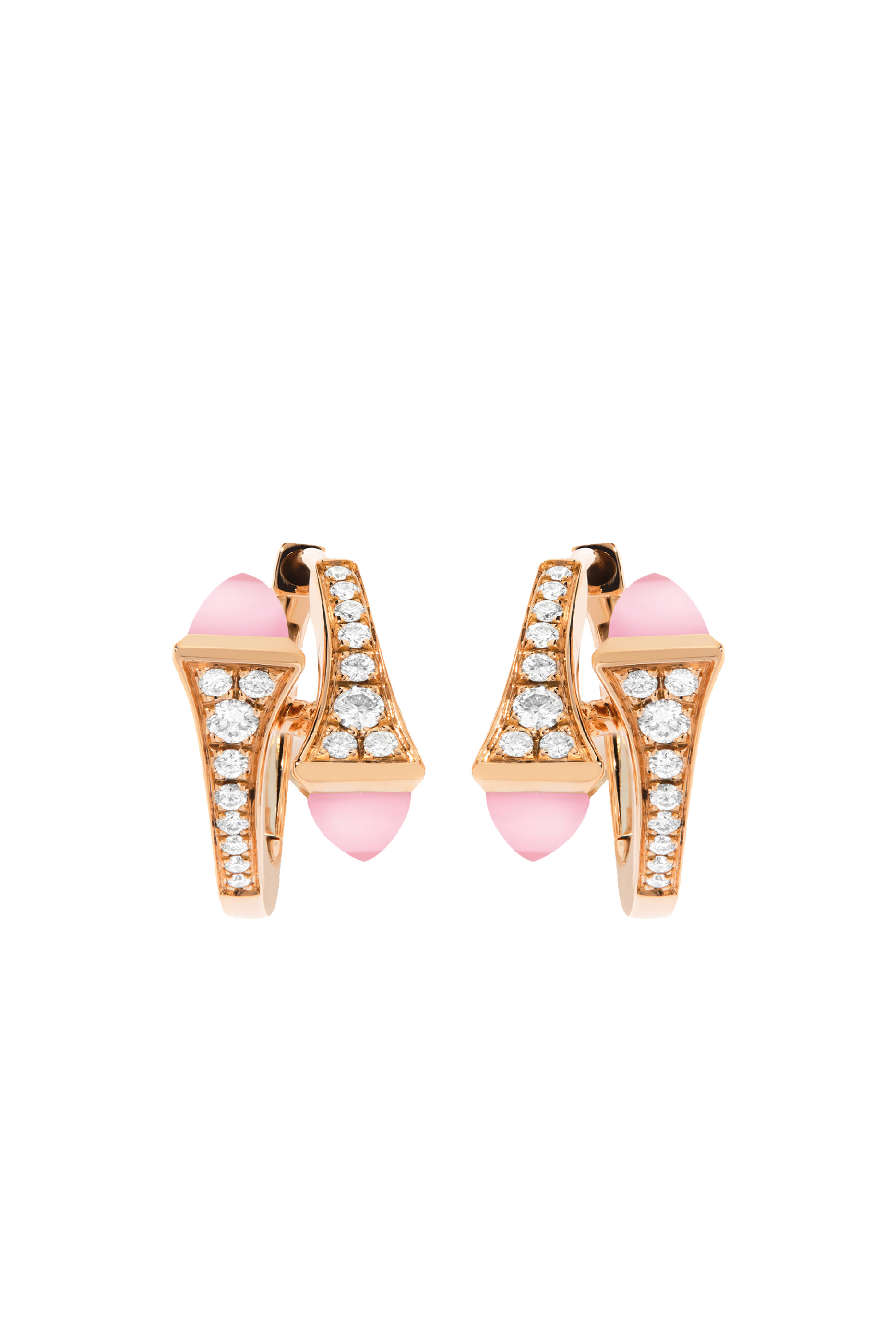 أقراط كليو هاجي مرصعة بالماس والمرجان الوردي ذهب وردي عيار 18