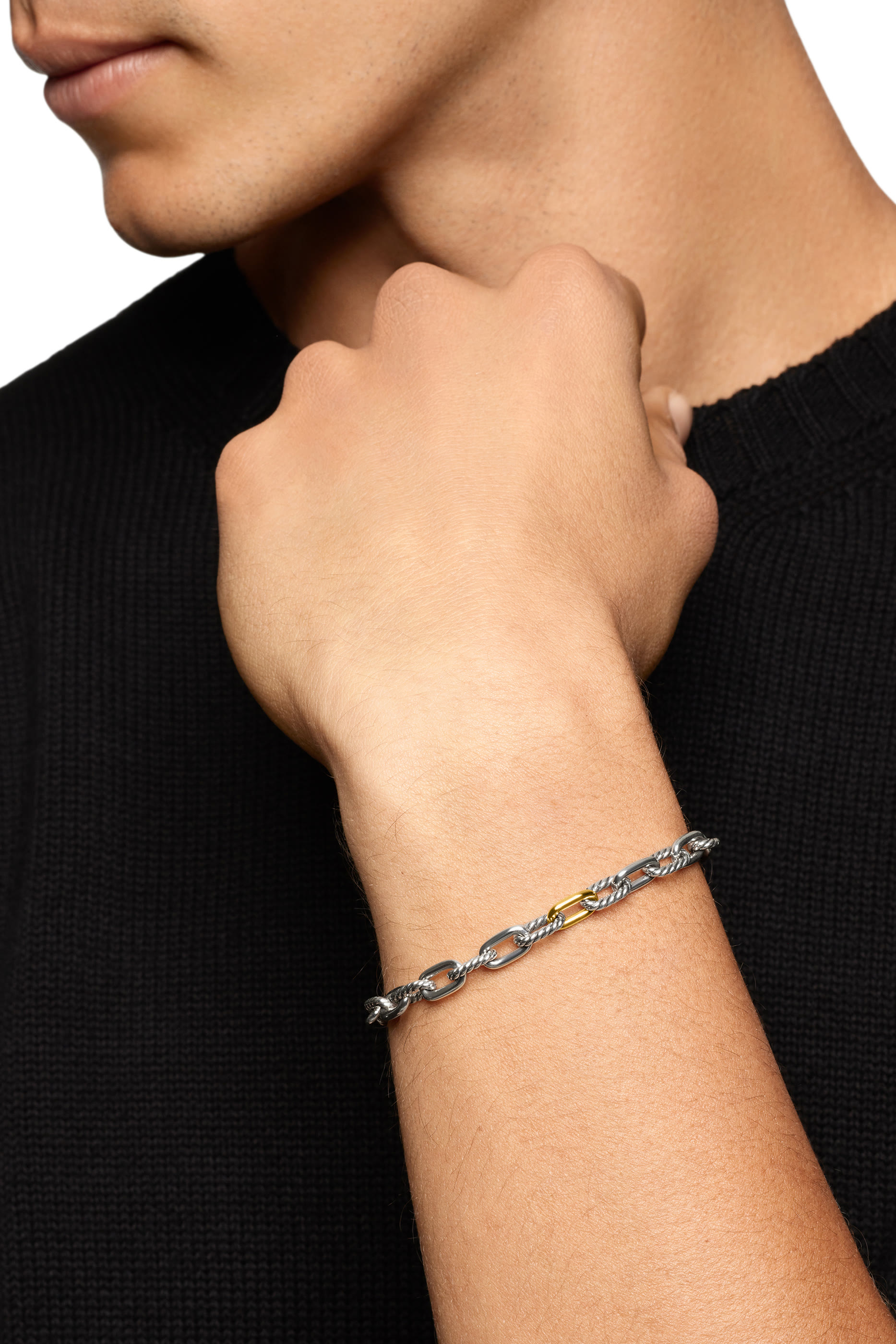 سوار دي واي ماديسون بتصميم سلسلة، فضة إسترلينية وذهب اصفر عيار 18