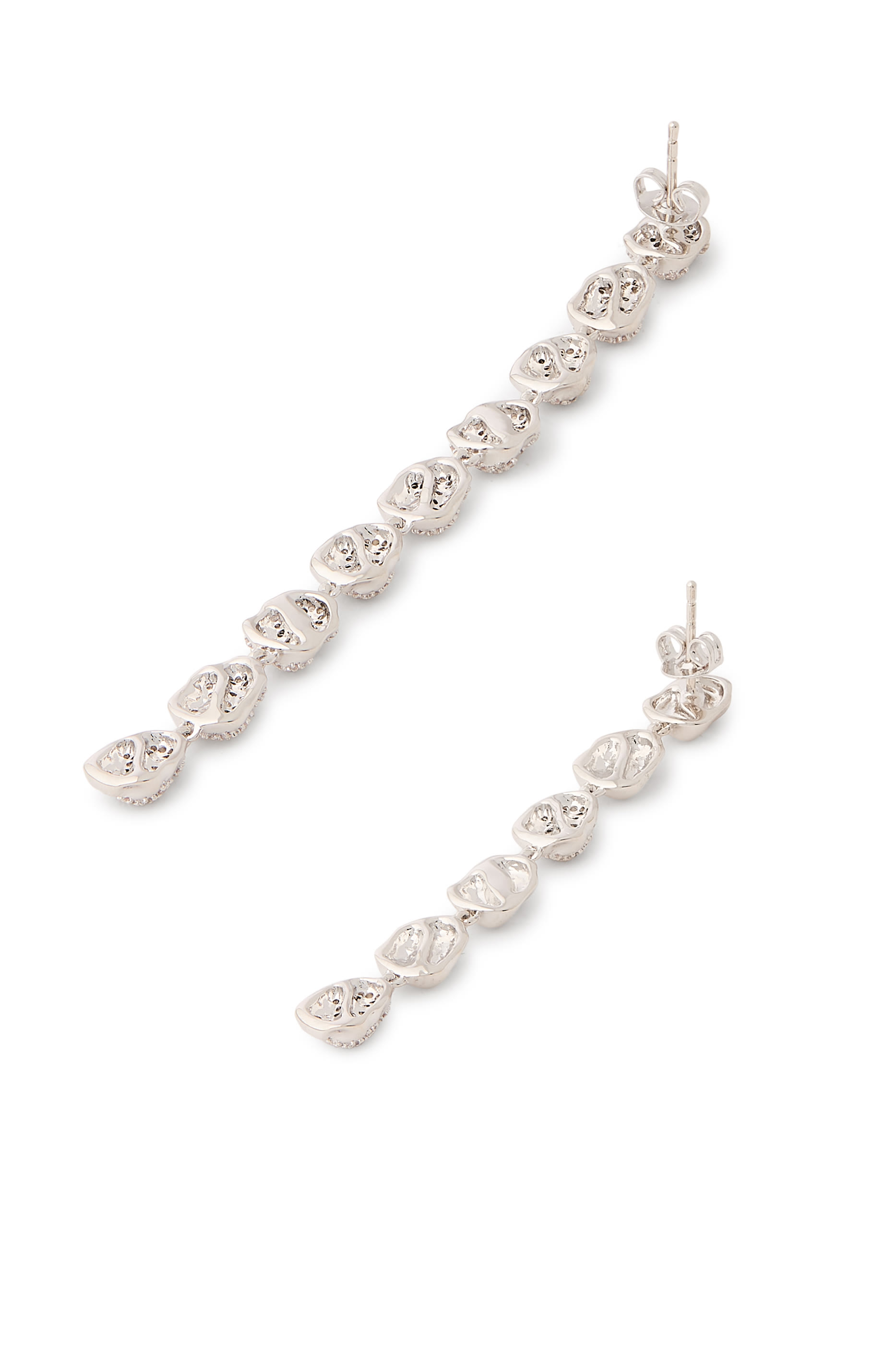 أقراط إيفا طويلة مرصعة بكريستال، فضة إسترلينية