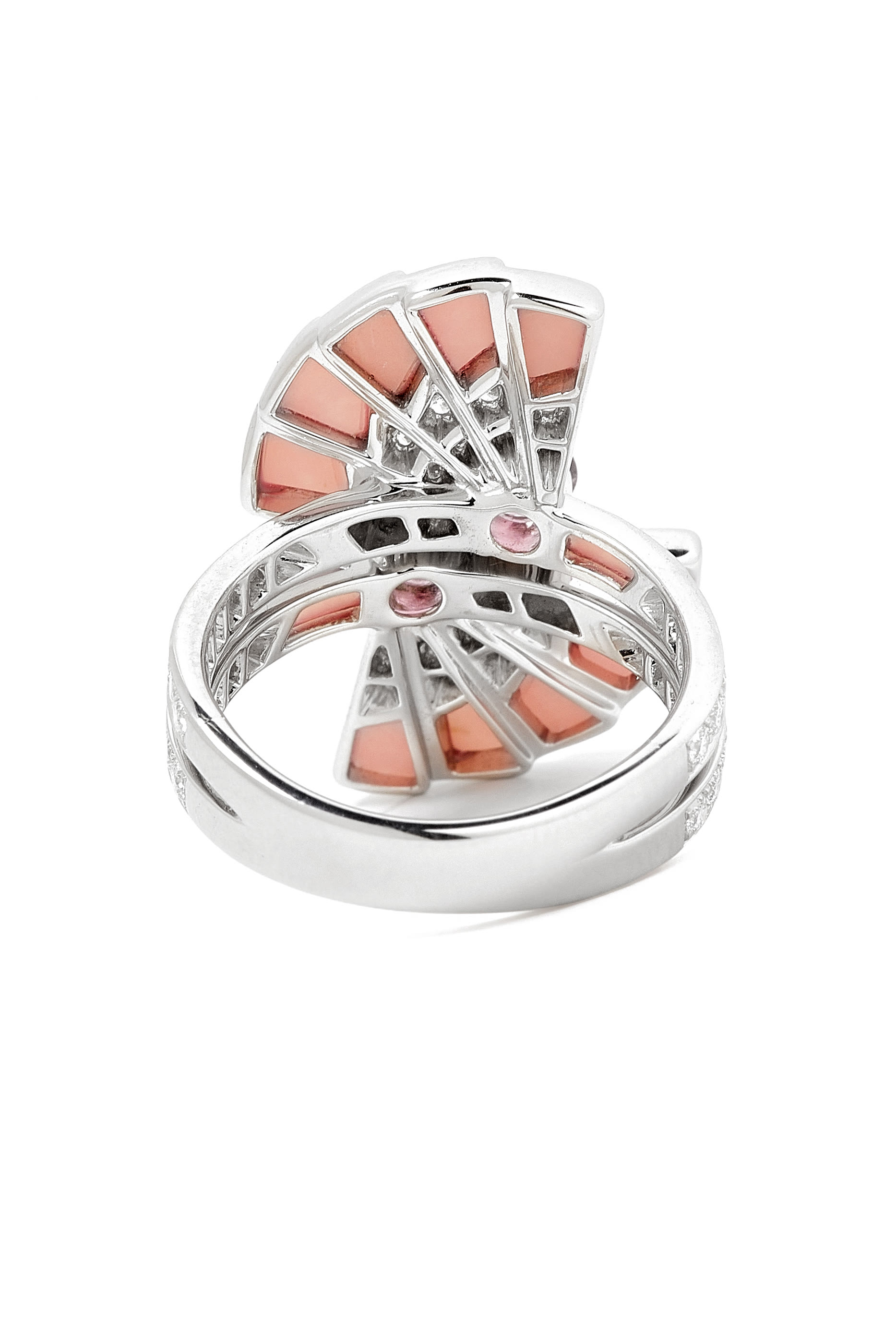 خاتم فانفير سيمفوني مرصع بتورمالين وأوبال ذهب أبيض عيار 18&rlm;