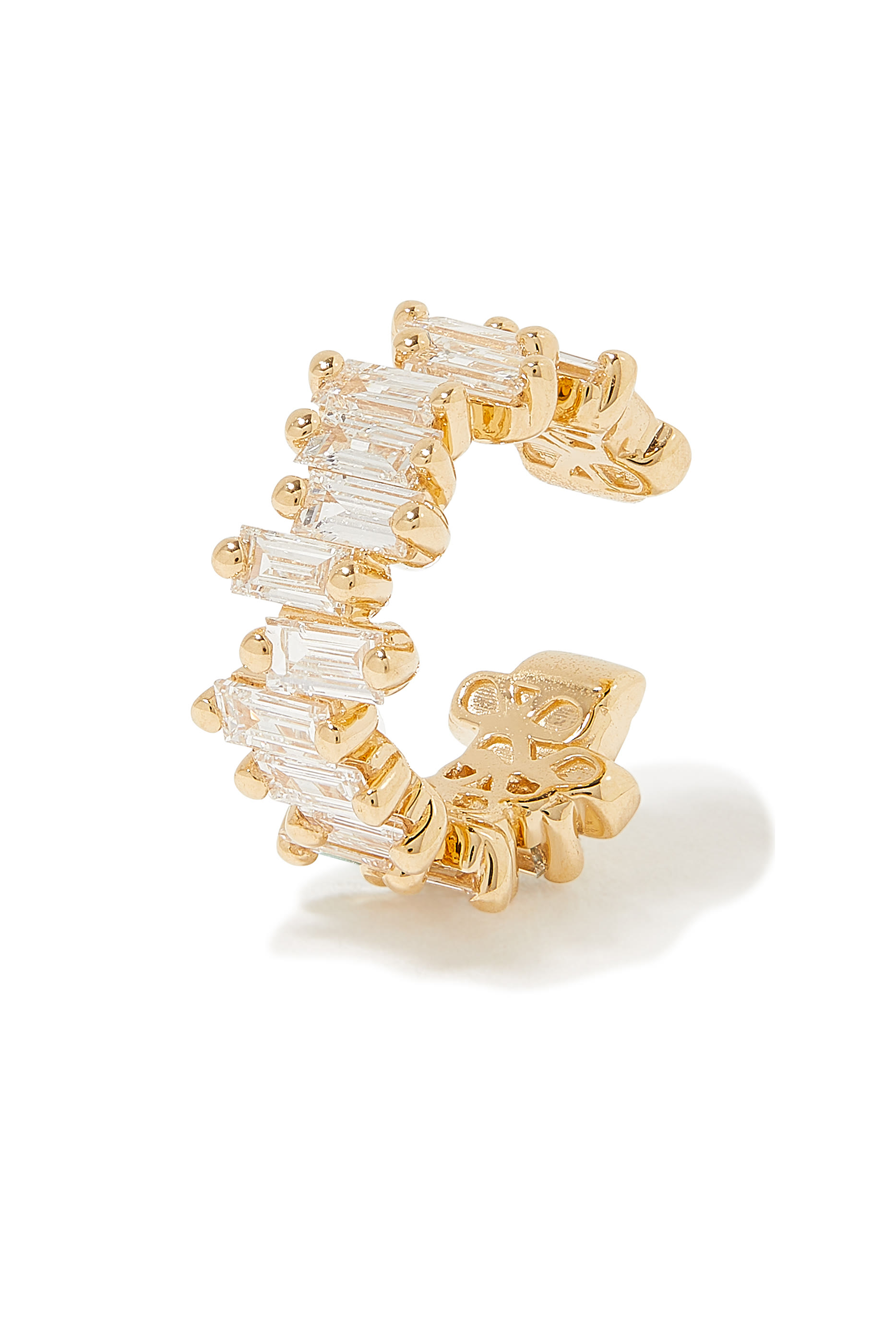 قرط مرصع بالماس ذهب أصفر عيار 18