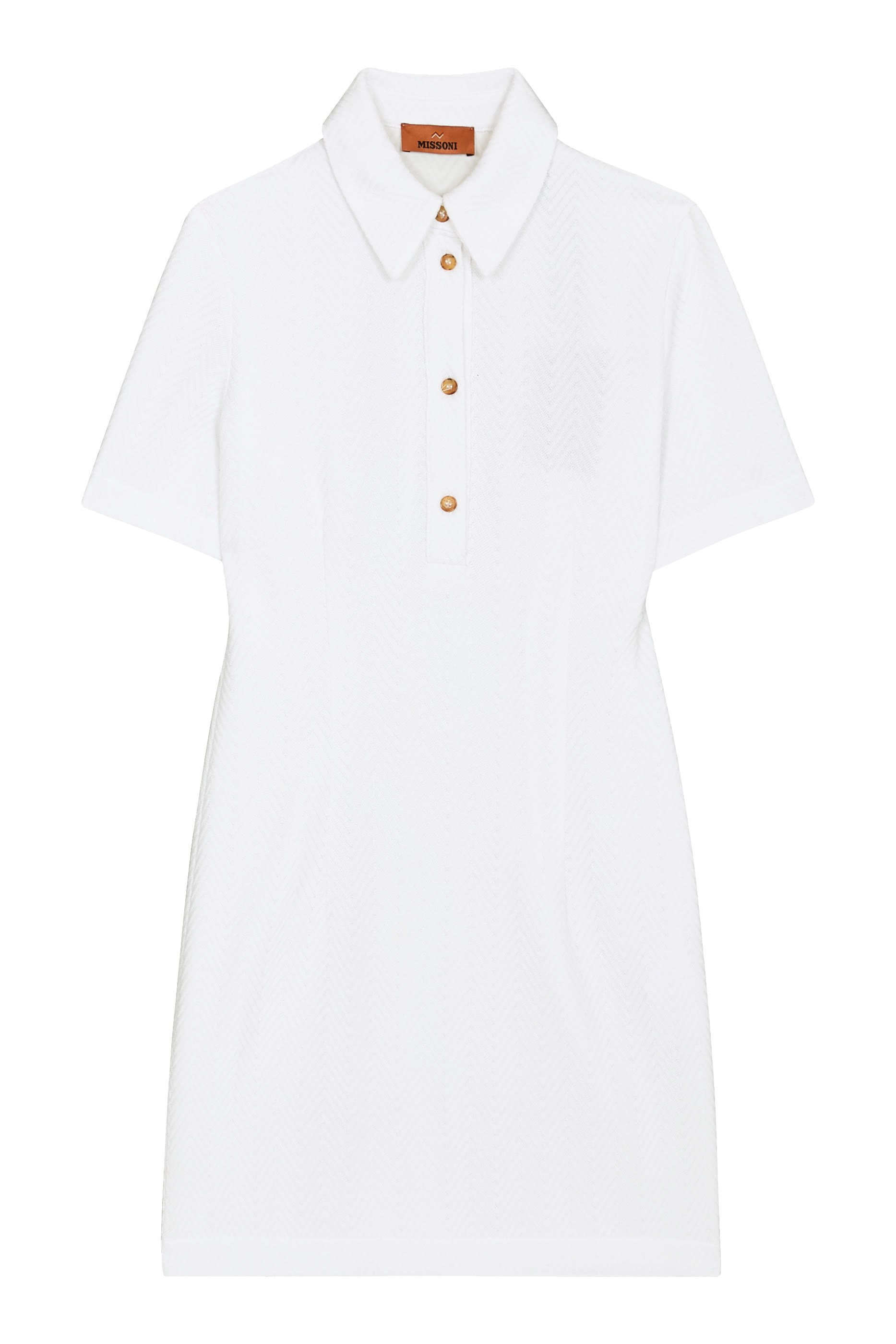 فستان قصير بنمط قميص بولو بنقشة خطوط متعرجة