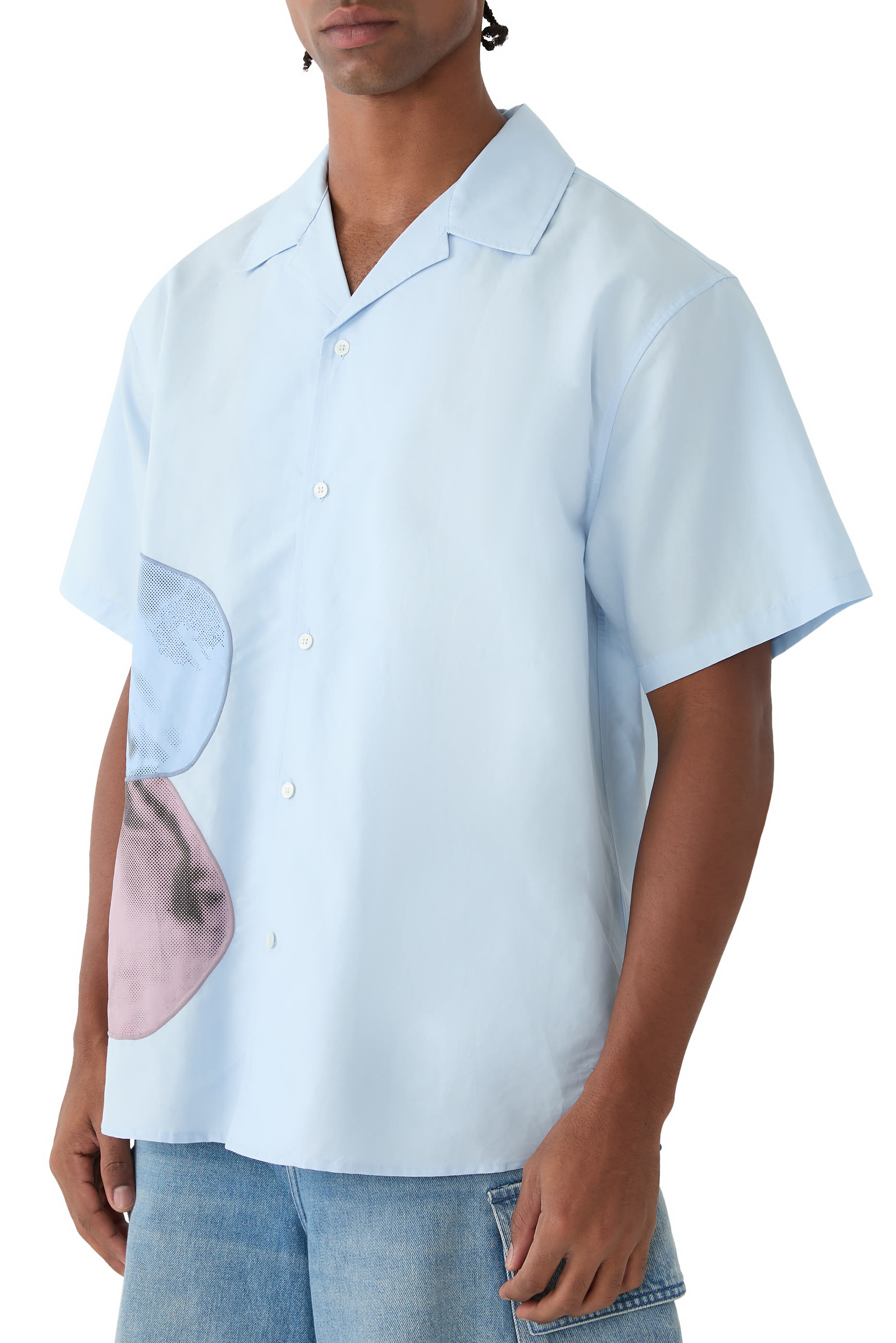 قميص بأكمام قصيرة وتطريزات بالون