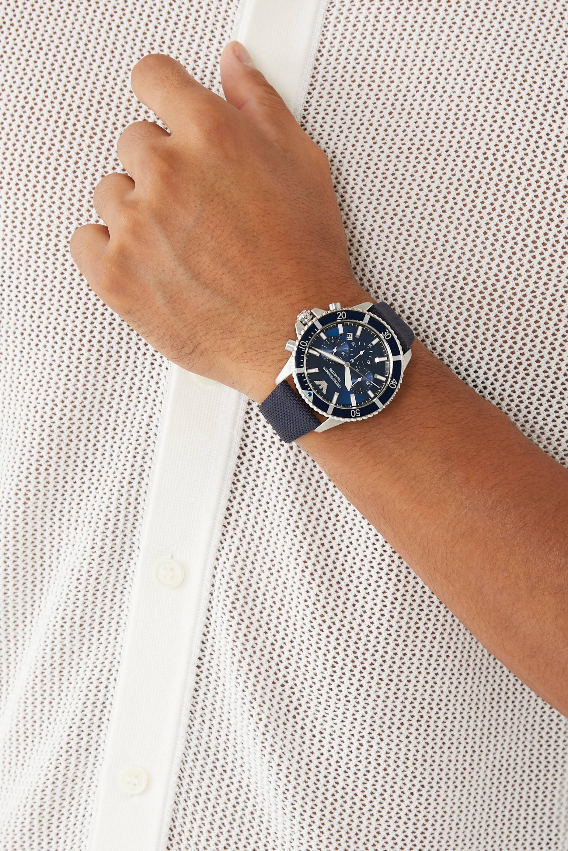 ساعة كرونوغراف نايلون وجلد  43 مم