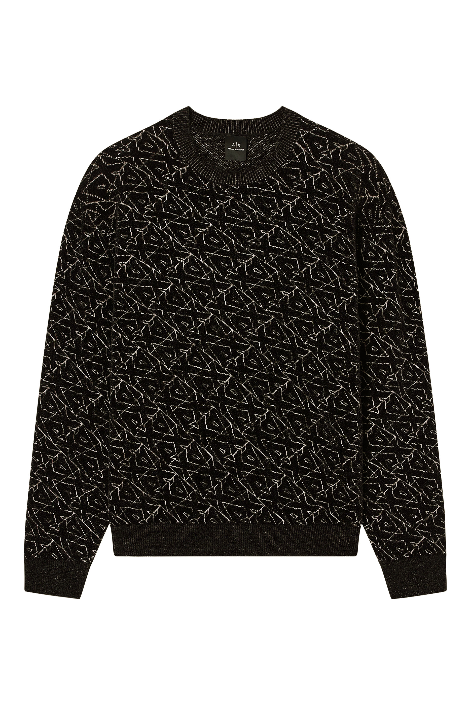 كنزة بياقة ضيقة مزينة بشعار الماركة بالكامل