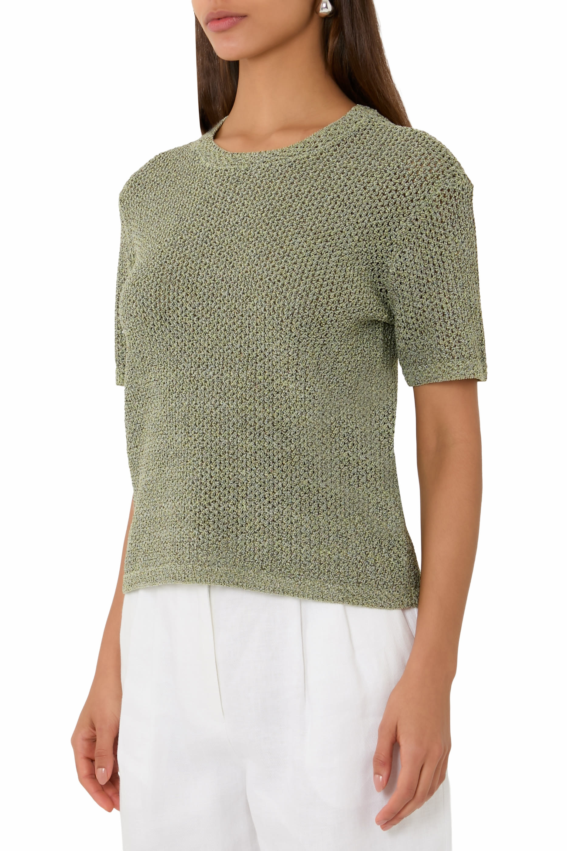 بلوزة إيبيزا بظهر V منسوجة