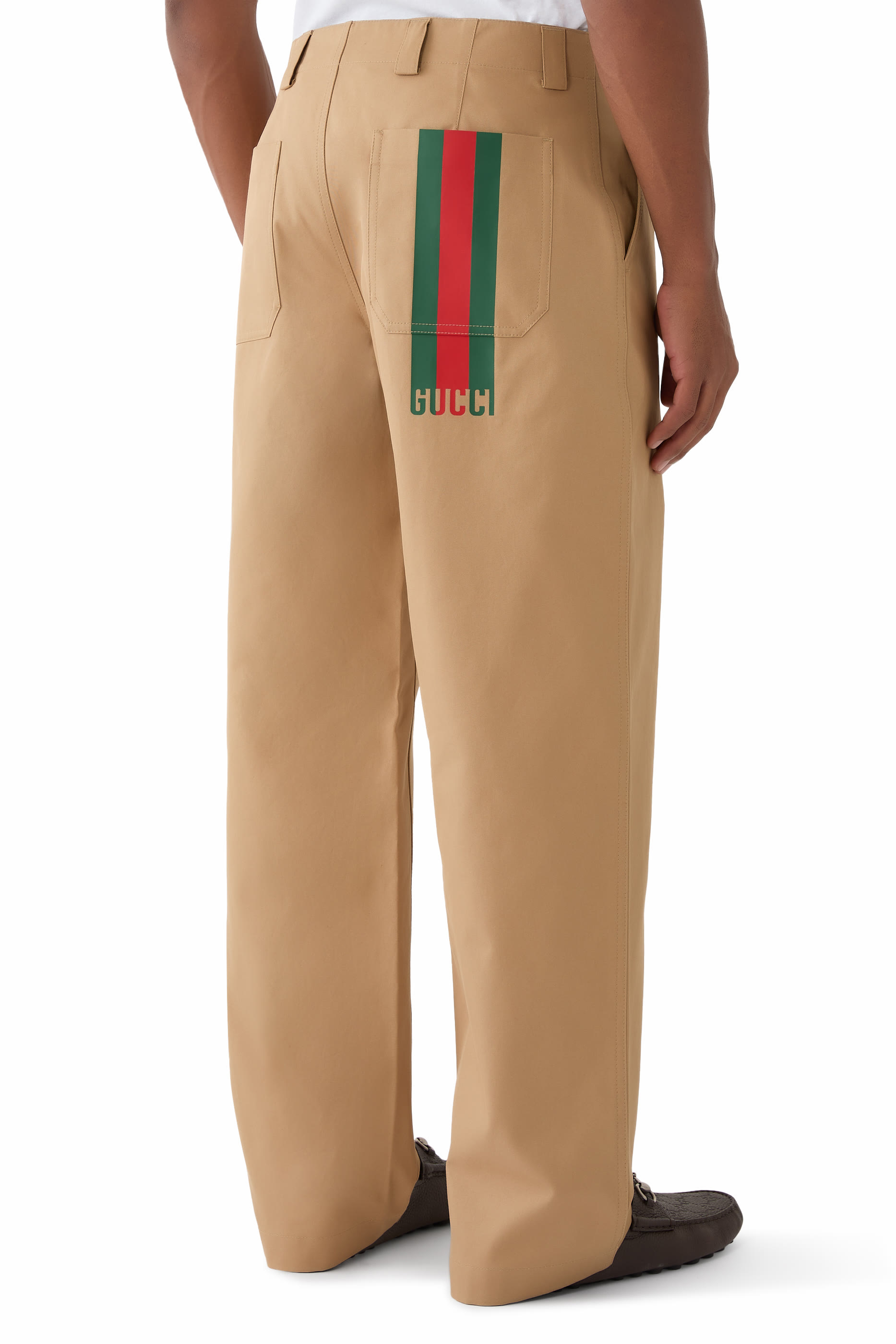 بنطال مضغوط بشريط ويب قطن تويل