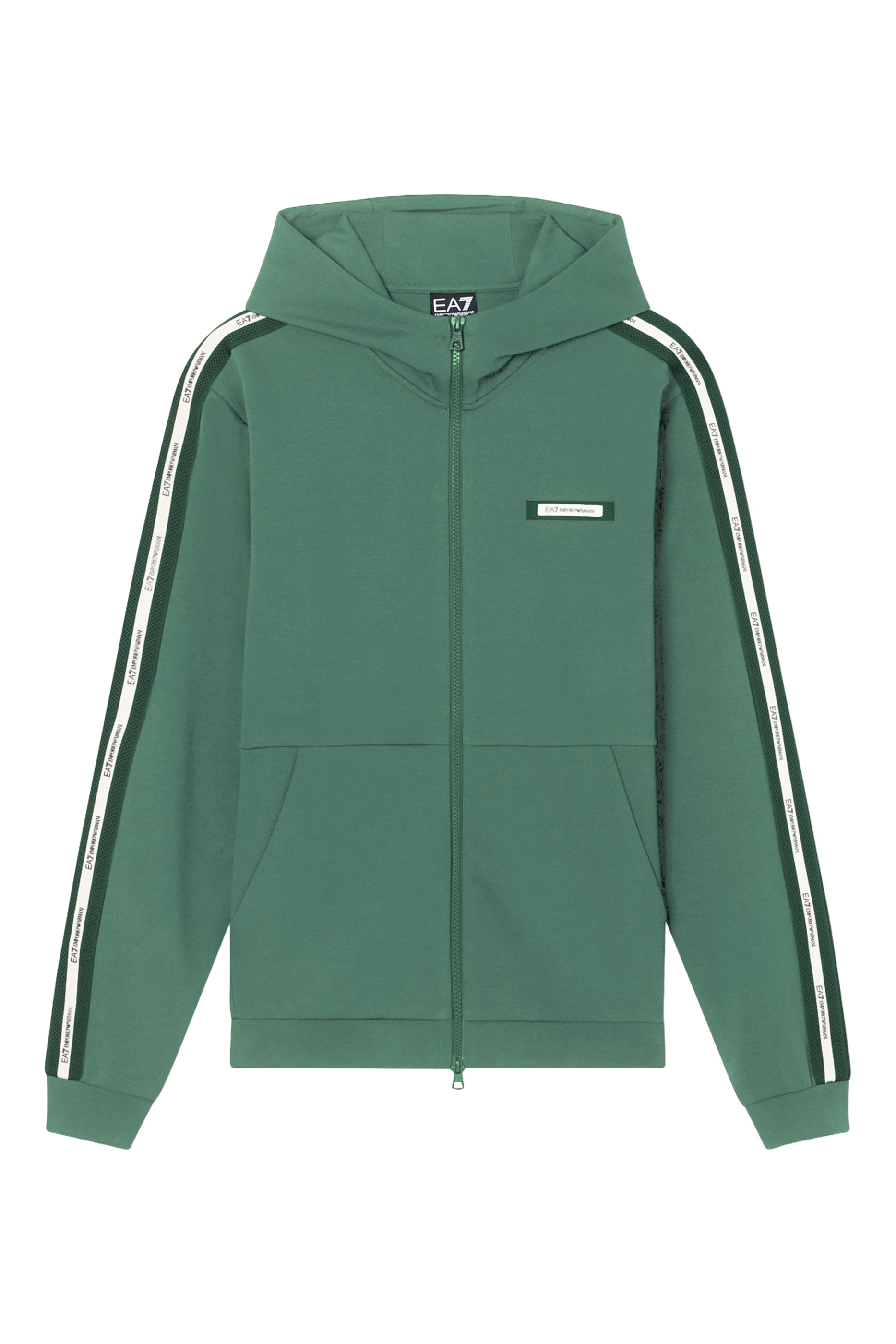 سويت شيرت بغطاء رأس وشعار الماركة قماش بنسيج متشابك